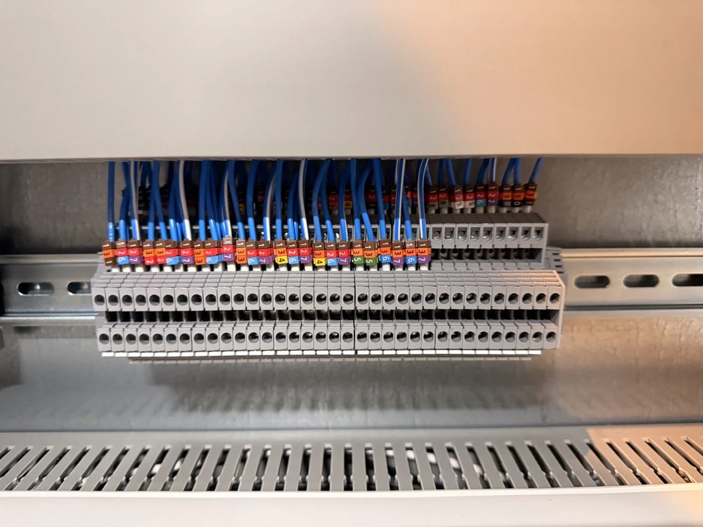 Control terminals — labelled wiring and organised termination.