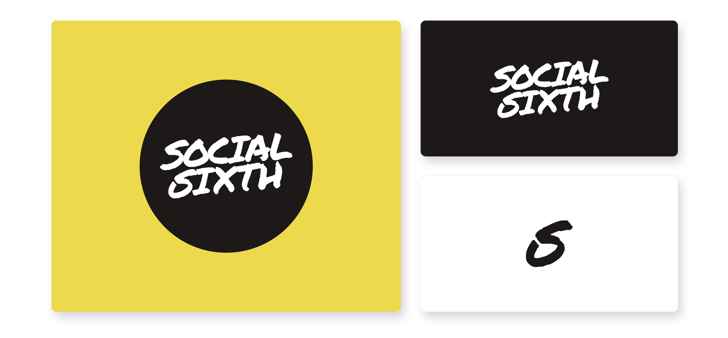 The various brand marks for the Social Sixth identity showing its responsive states