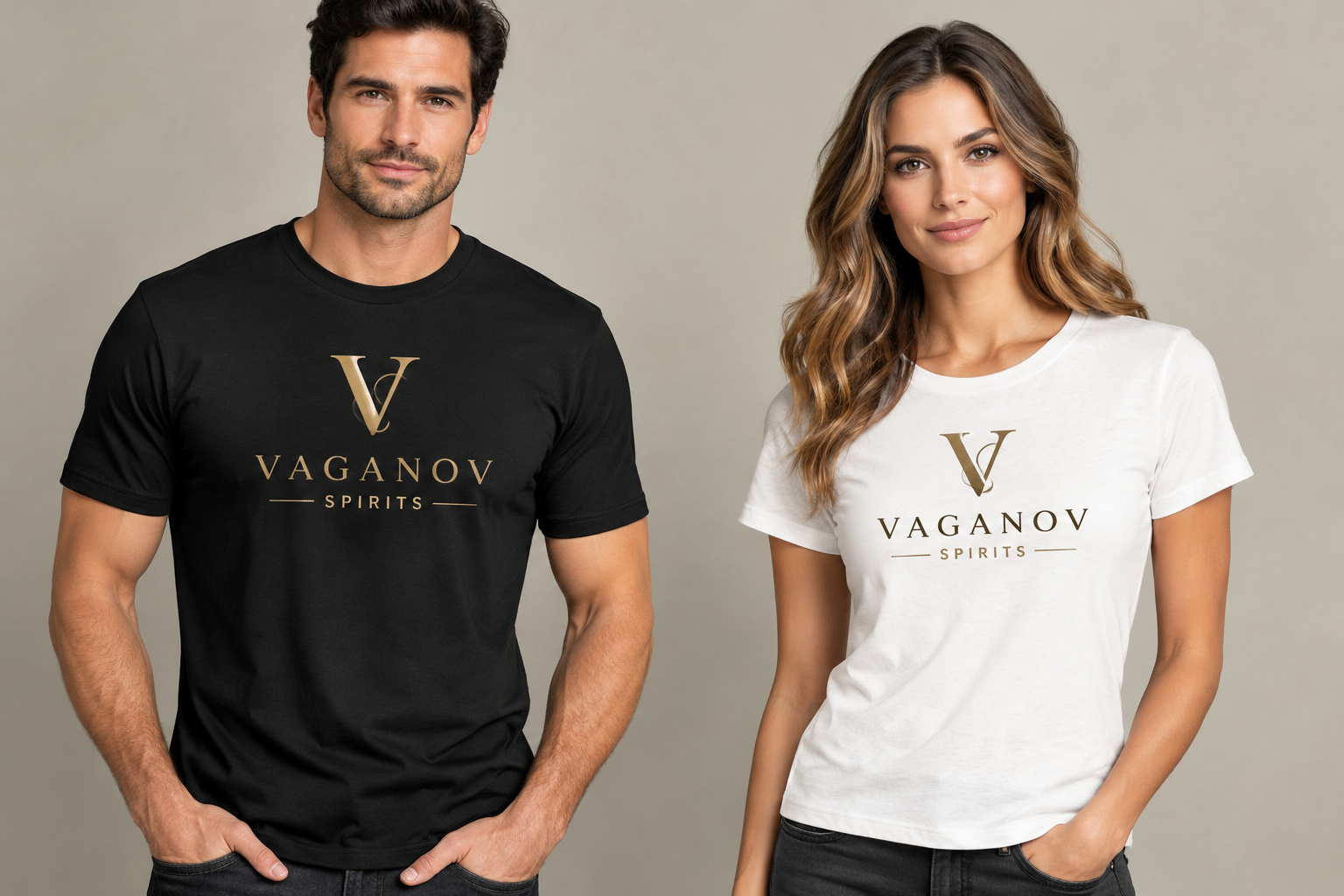 Black & White with Gold T-Shirts for Male and Female, sizes XS, S, M, L, XL