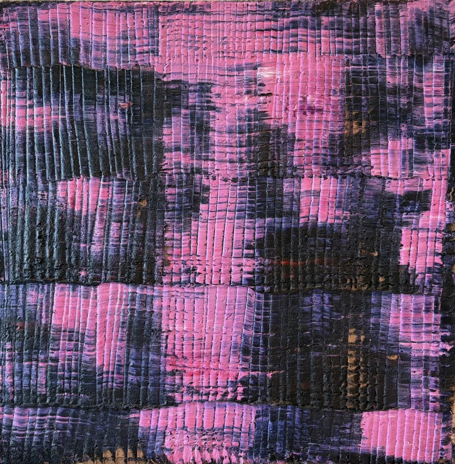 Sediment # 5 (Oxide Violet), 2026 oil and volcanic stone dust on canvas over wood panel 22 x 22 x 1 3/4 in