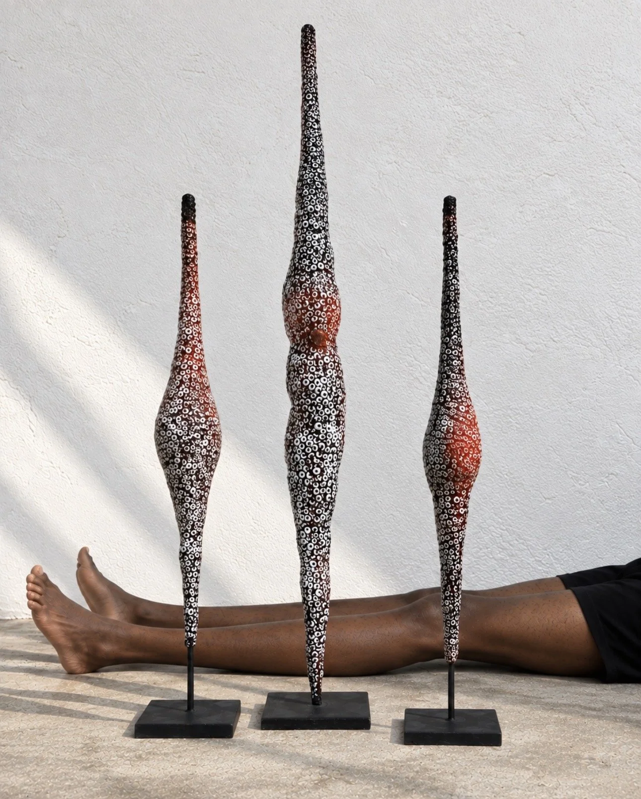 Freestanding, 2026 
recycled wire, stone dust, resin and pigment on recycled steel bases. approx. height 34 in