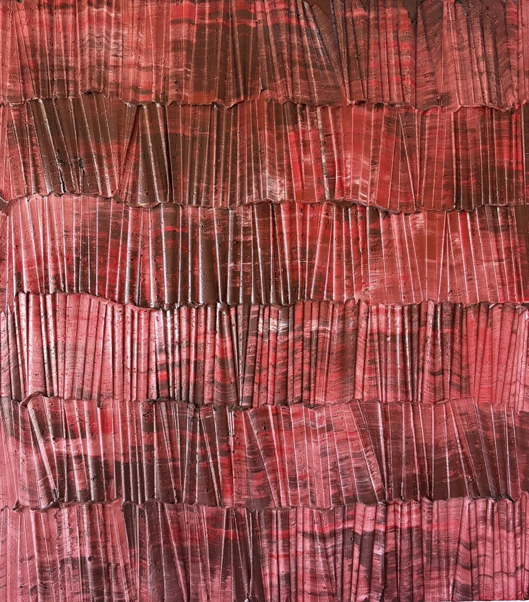 Sediment # 36 (Ferric Carbon), 2026 oil and volcanic stone dust on wood panel 30 x 34 x 1 1/4 in