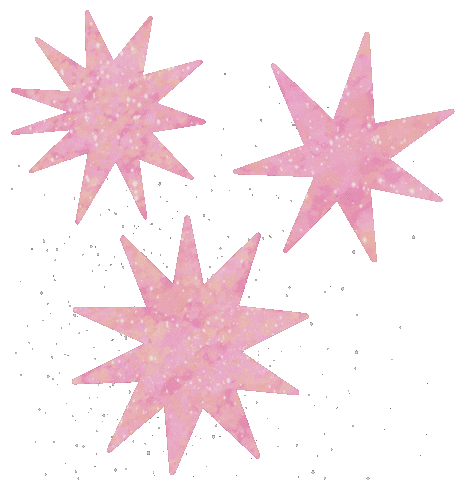 Three pink, glittery, star-shaped confetti pieces.
