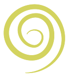 A green spiral on a black background.