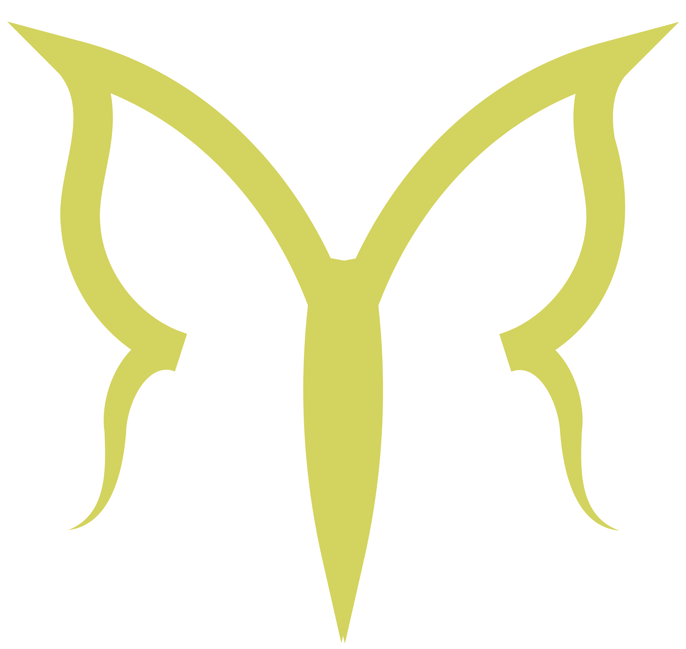 Yellow outline drawing of a fox's face with pointed ears and narrow eyes.