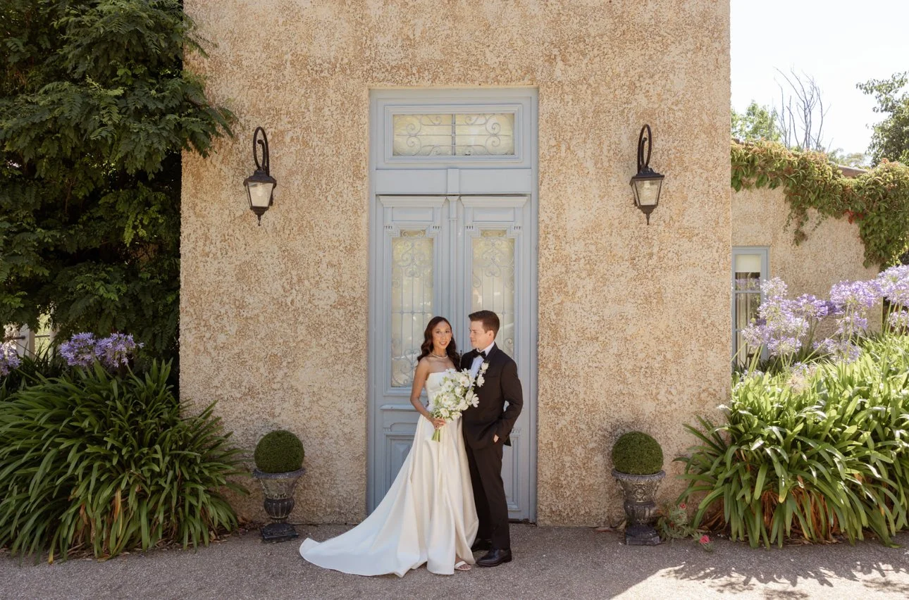 Bride and groom together after their wedding ceremony in Tasmania.