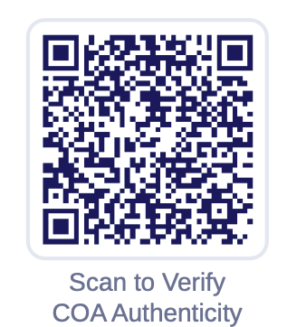 QR code with the text 'Scan to Verify COA Authenticity' below it.
