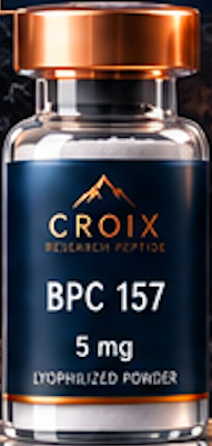 A bottle of Croix Lyophilized Powder BPC 157 5 mg