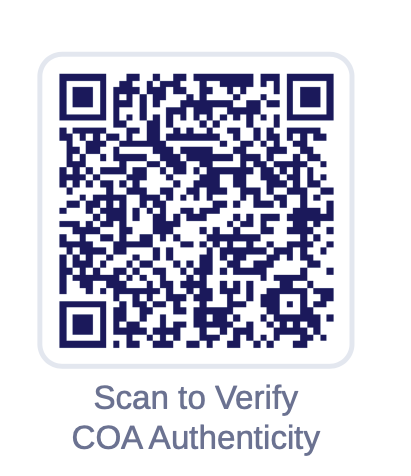 QR code with text 'Scan to Verify COA Authenticity'