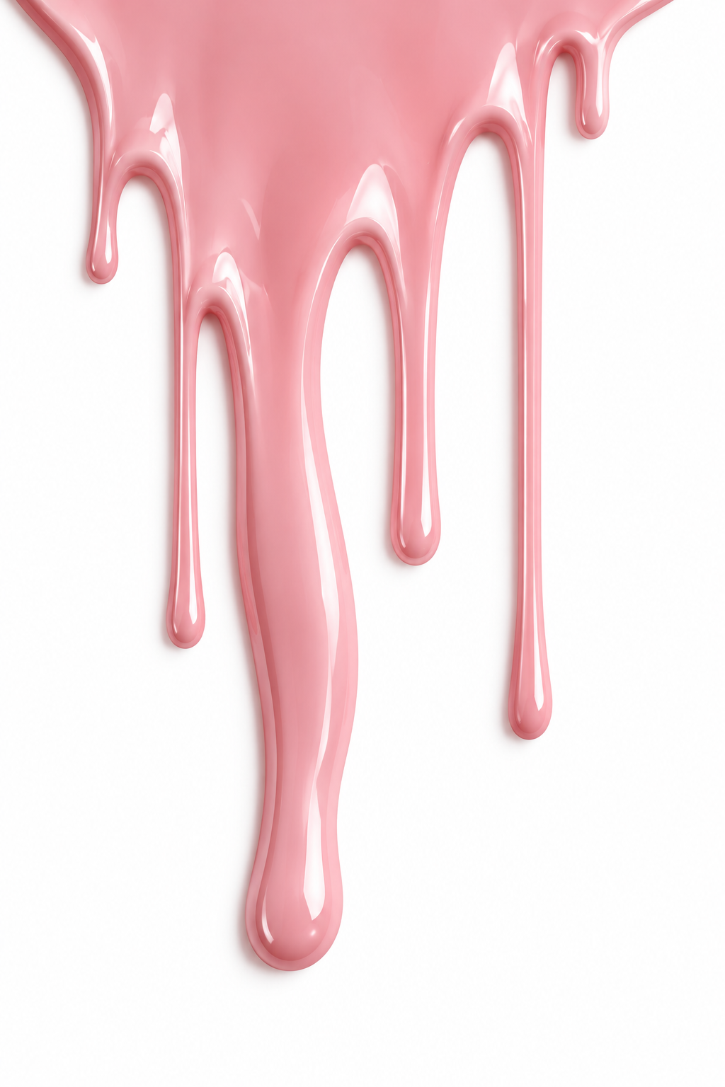 Pink paint dripping down a white surface.