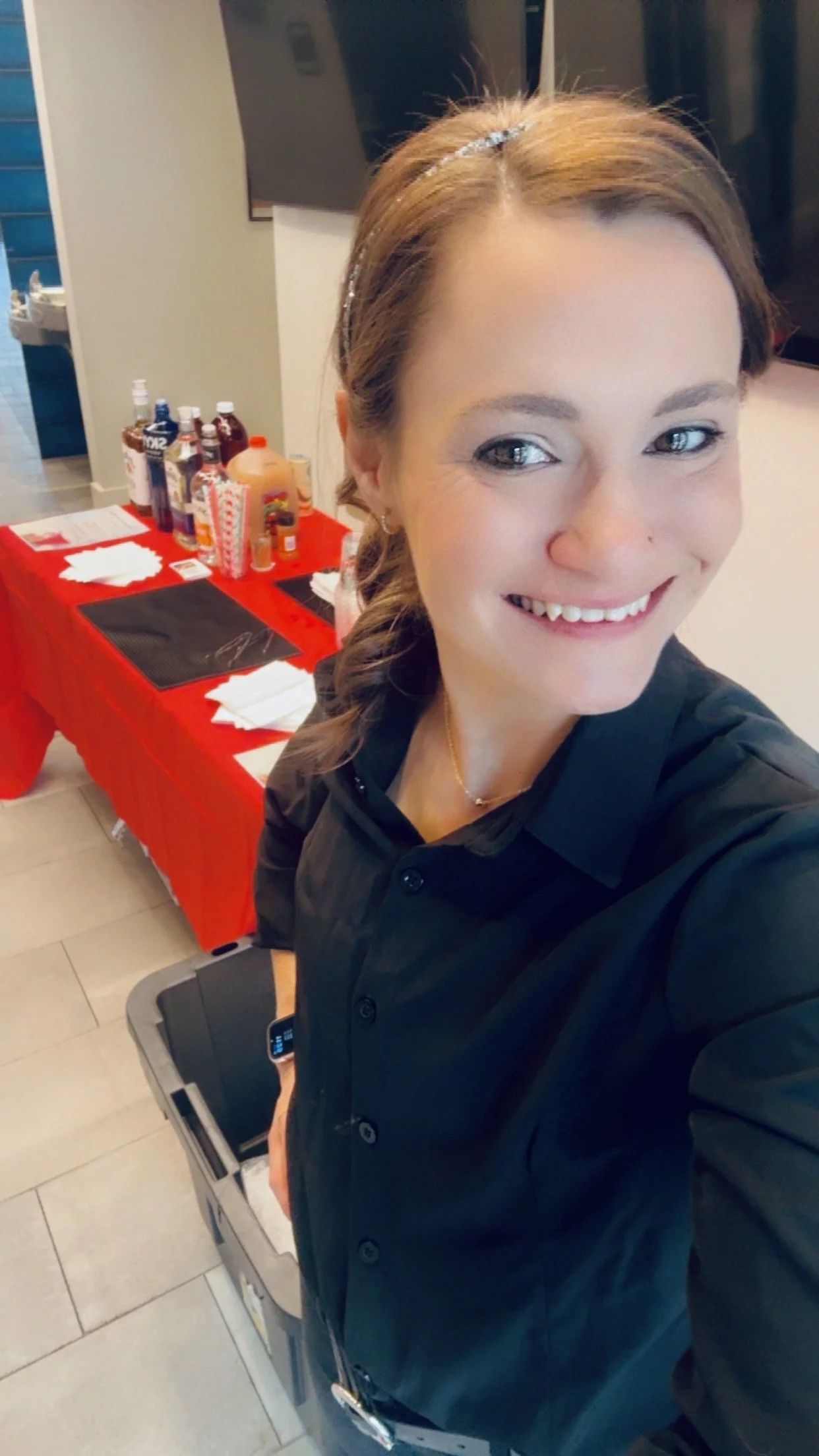 Megan ready for holiday cocktail service.