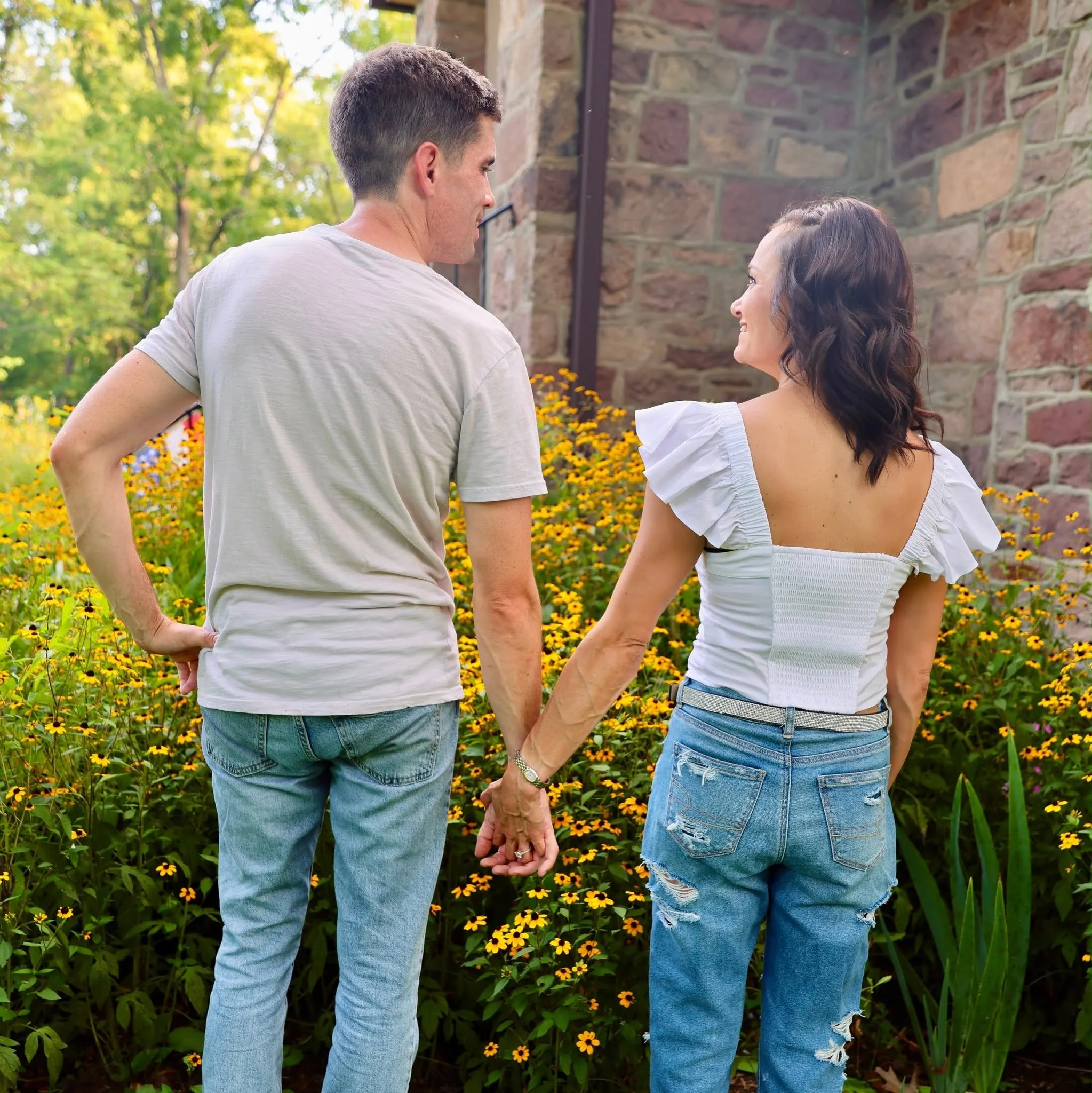 A little time together, surrounded by flowers.
