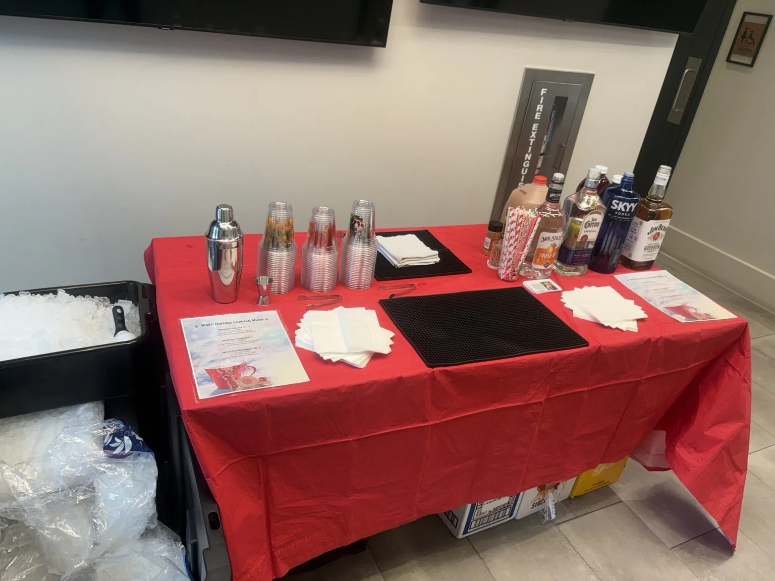 A holiday bar set up for welcoming, attentive drink service.
