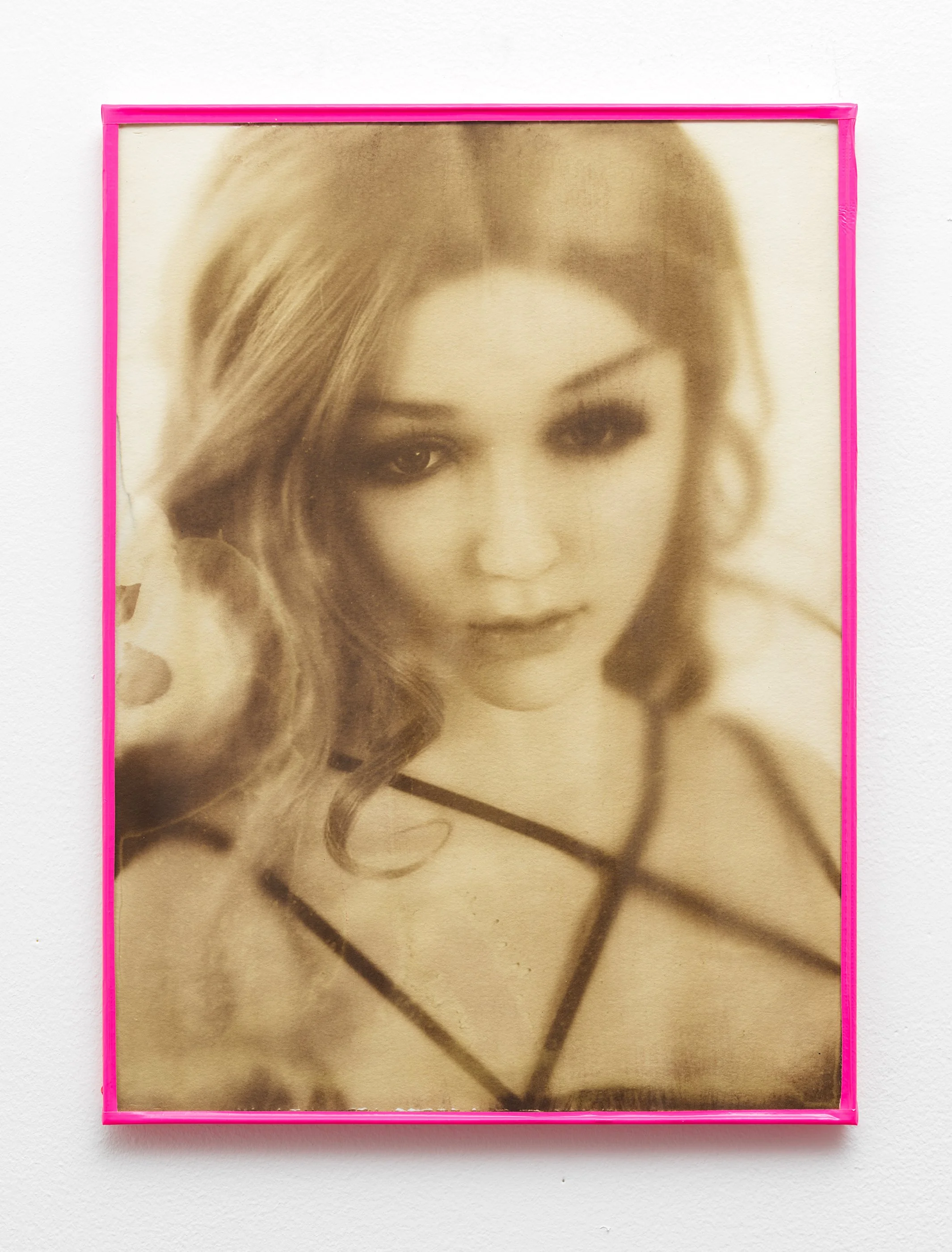 Sarah S., 2023. Salt, silver nitrate, gold chloride on watercolor paper. Duct tape Artist Frame, 11 in. x 15 in.

