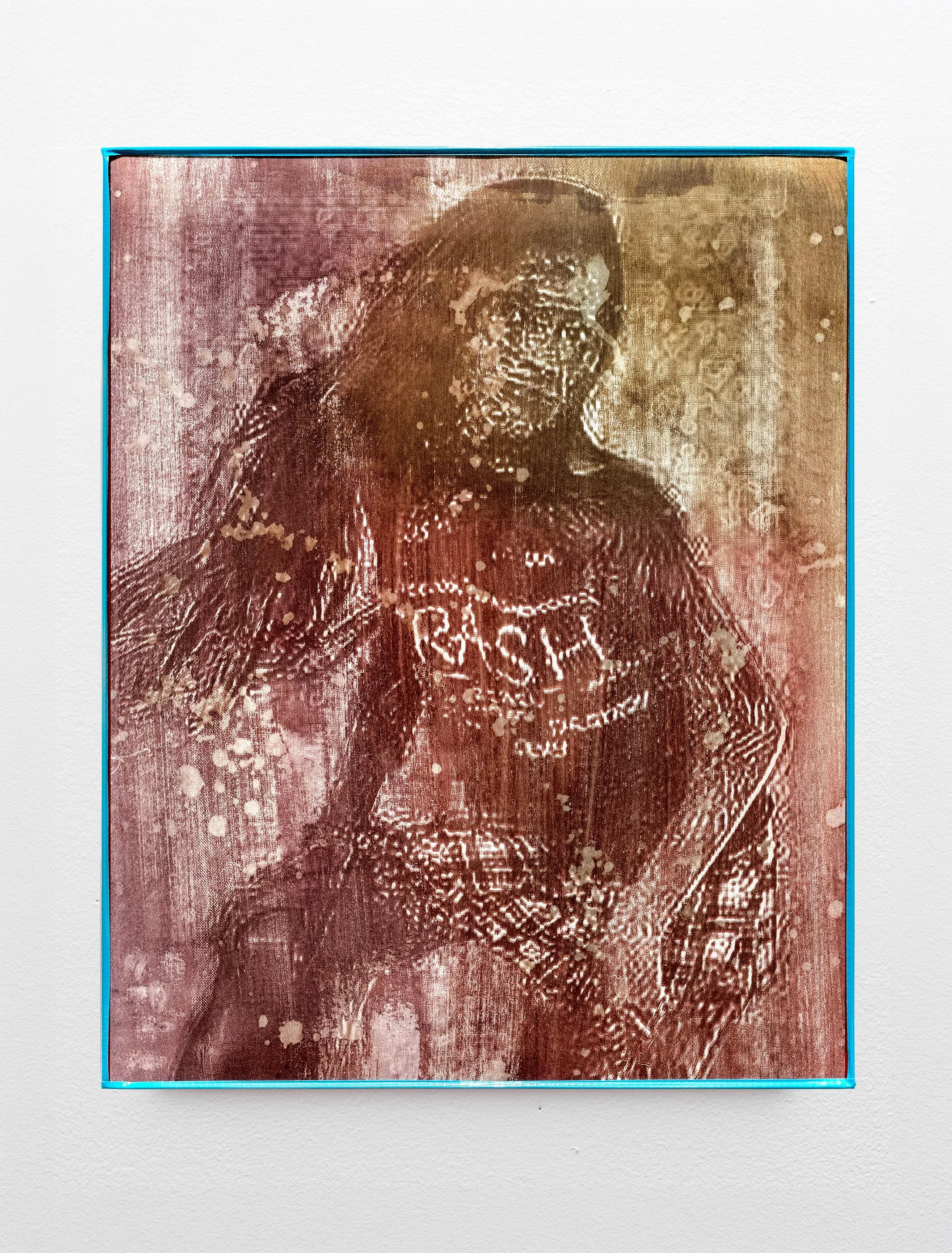 Troxler Sister 04, 2025. Gum bichromate on watercolor paper. Duct tape Artist Frame, 16 in. x 20 in.