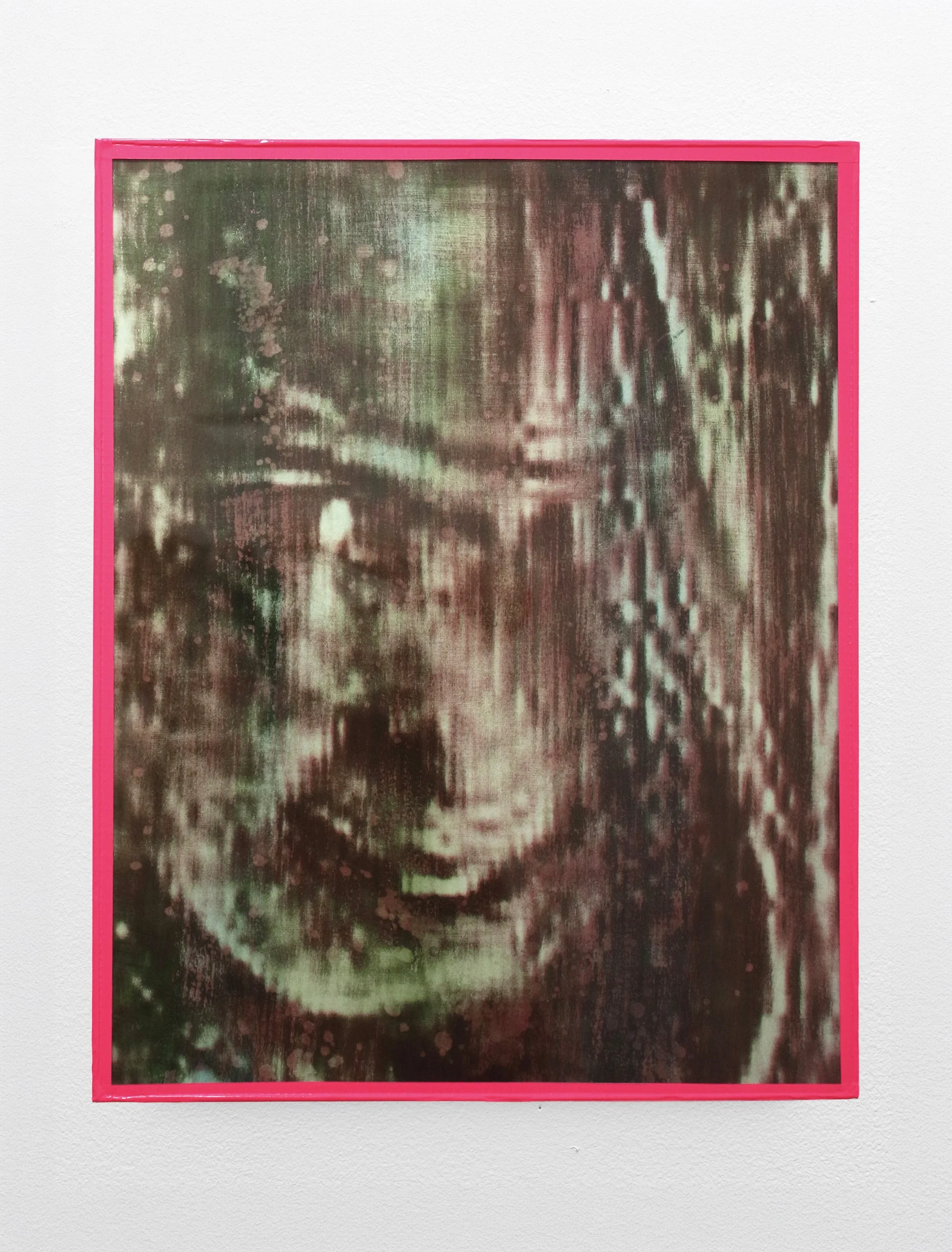 Troxler Sister 015, 2025. Gum bichromate on watercolor paper. Duct tape Artist Frame, 16 in. x 20 in.