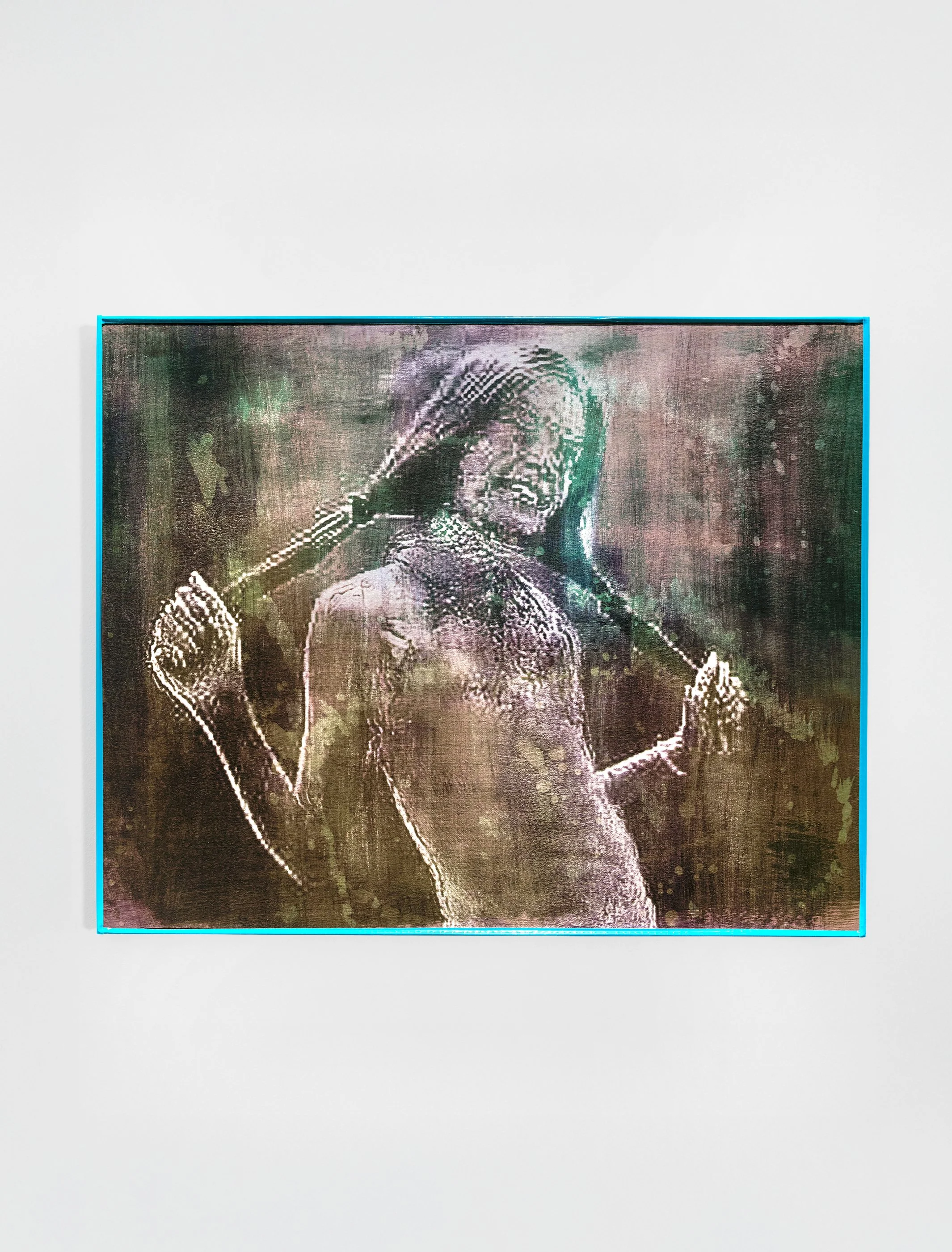 Troxler Sister 06, 2025. Gum bichromate on watercolor paper. Duct tape Artist Frame, 20 in. x 16 in.