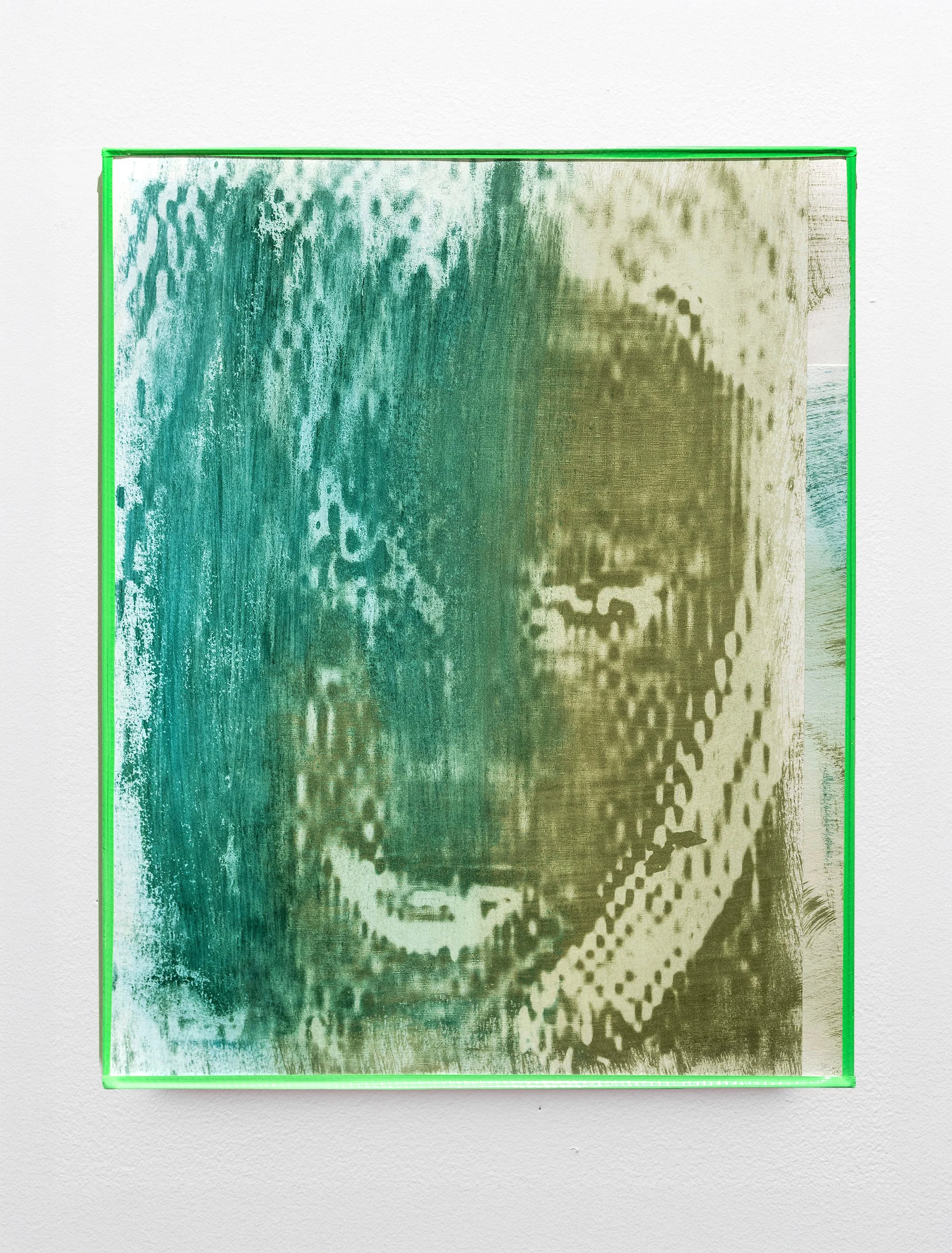 Troxler Sister 05, 2025. Gum bichromate on watercolor paper. Duct tape Artist Frame, 16 in. x 20 in.