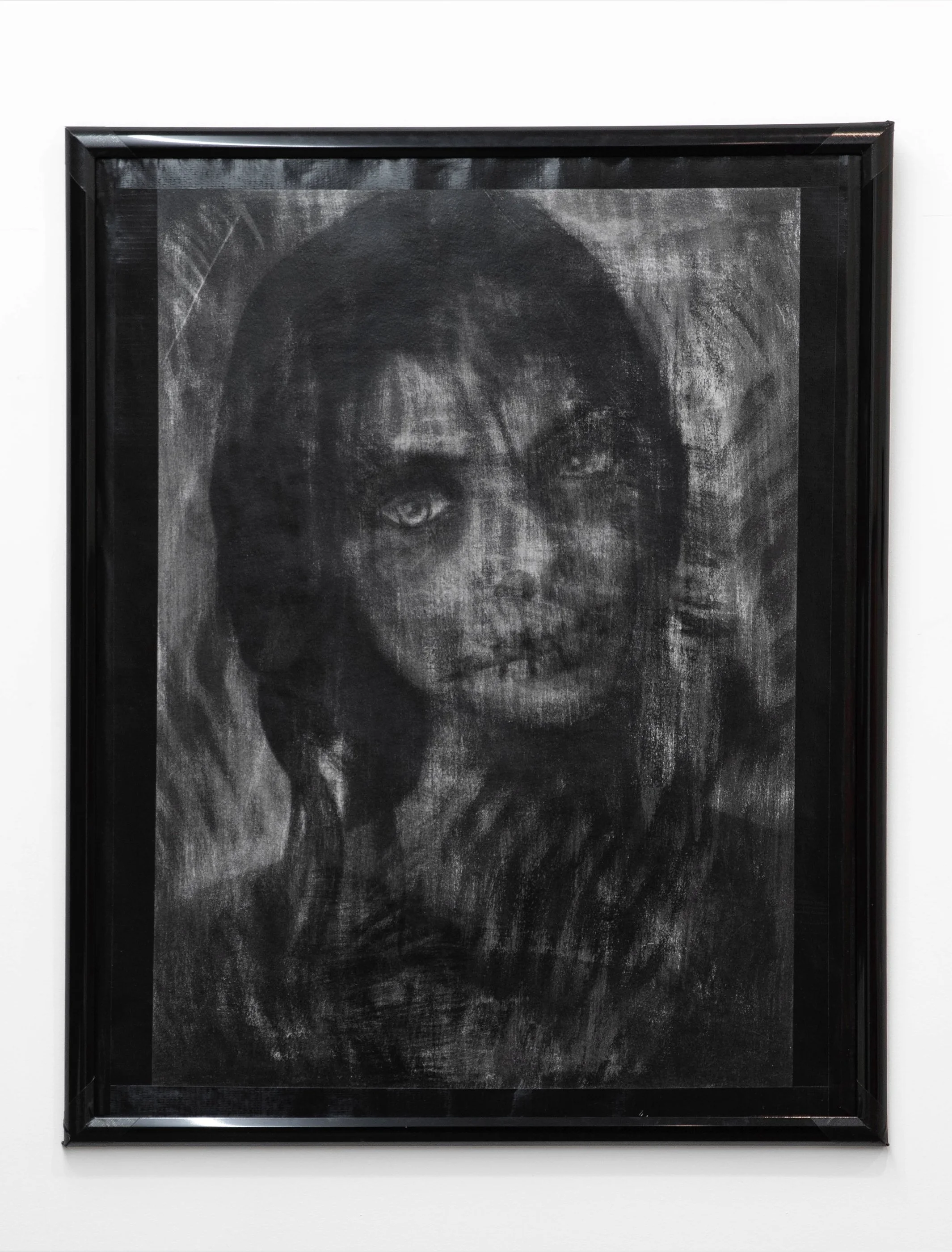 I Prepare for the Nobel War, I'm Calm, I Know the Secret, 2025. Gum bichromate on watercolor paper. Duct tape Artist Frame, 24 in. x 30 in.