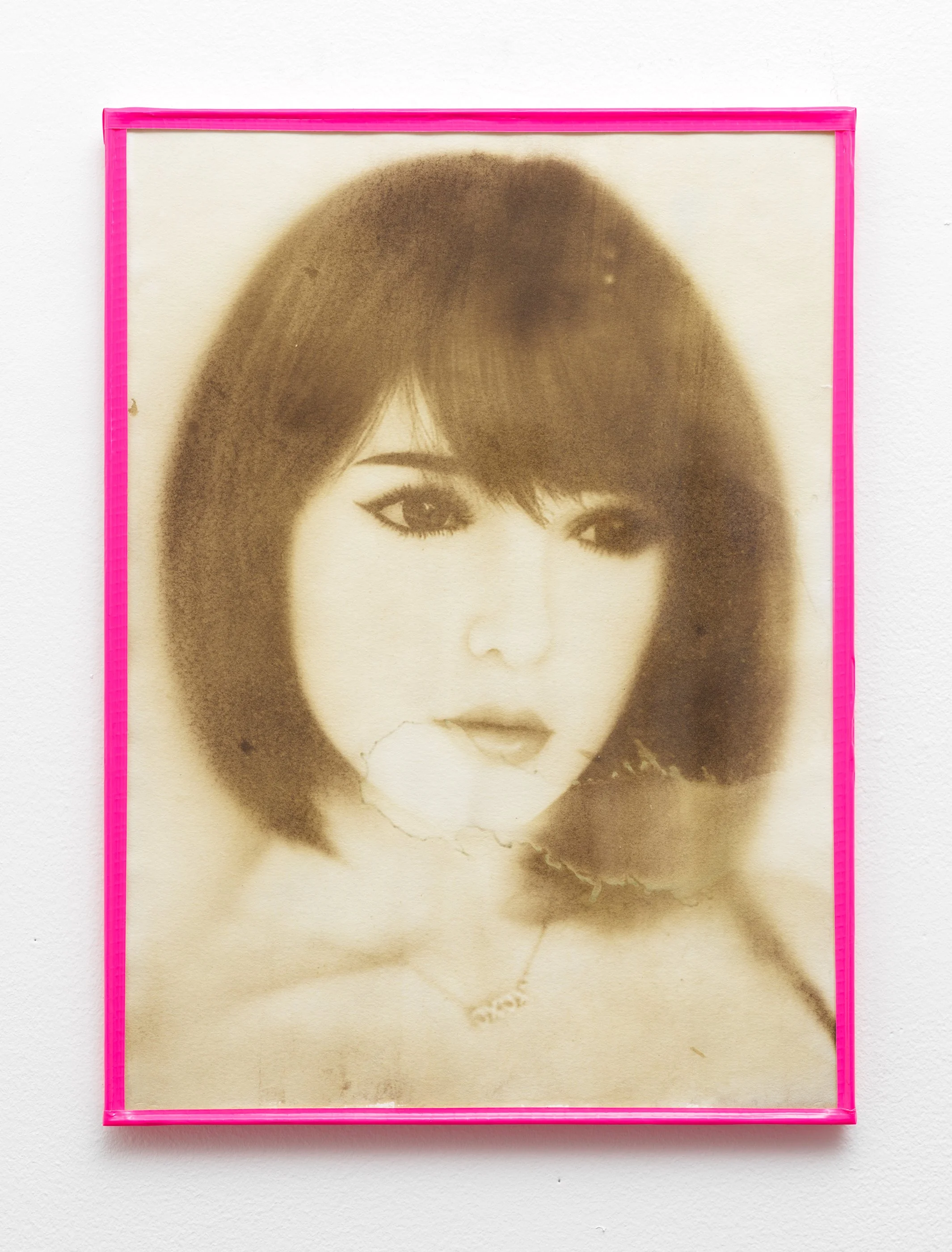 Rose V., 2023. Salt, silver nitrate, gold chloride on watercolor paper. Duct tape Artist Frame, 11 in. x 15 in.


