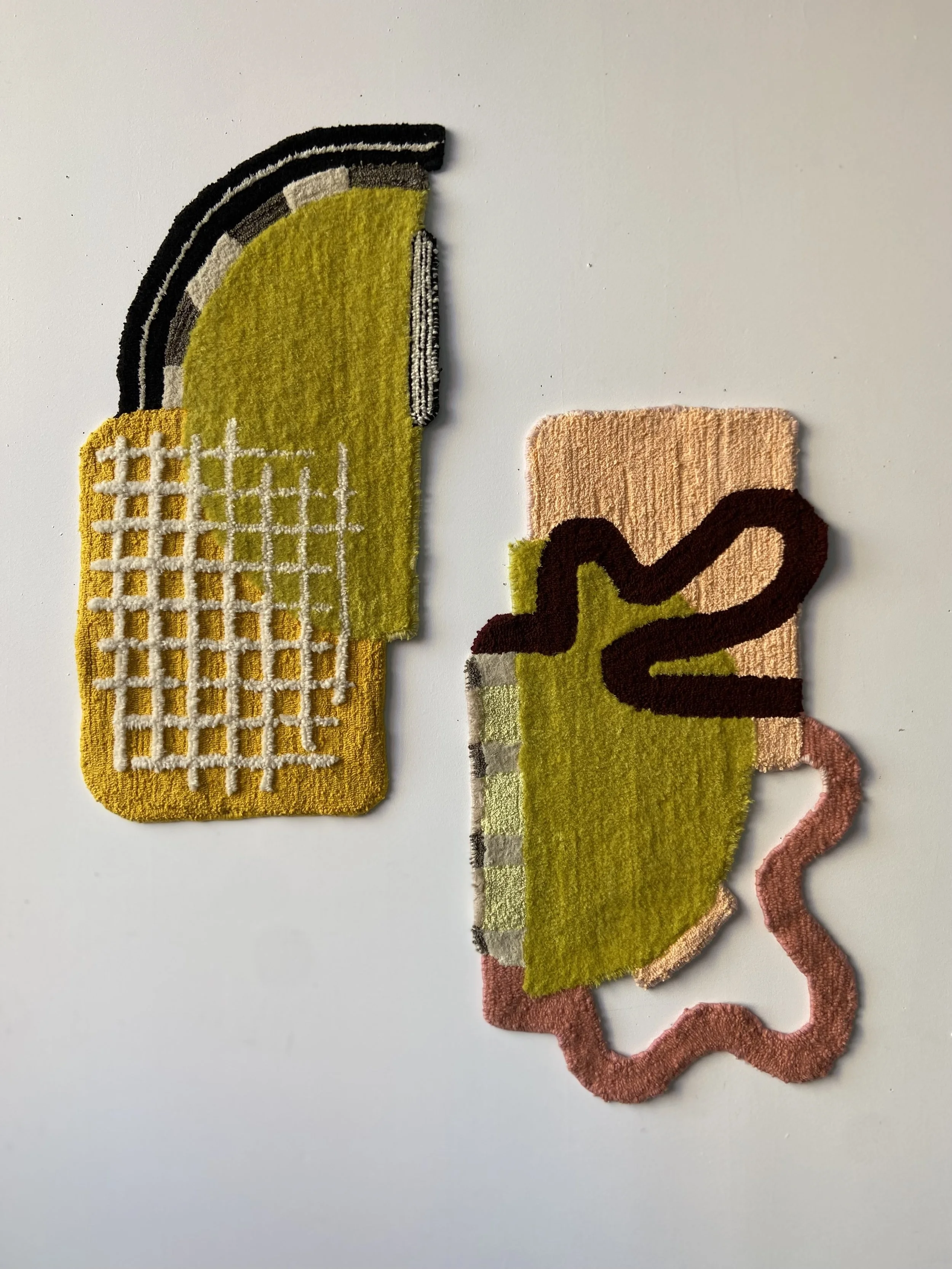Patchwork Halves of Light
42 x 53
(Left: 20 x 37 in / Right 21 x 37 in)
Wool, cotton, mohair, misc. collected fiber
2022