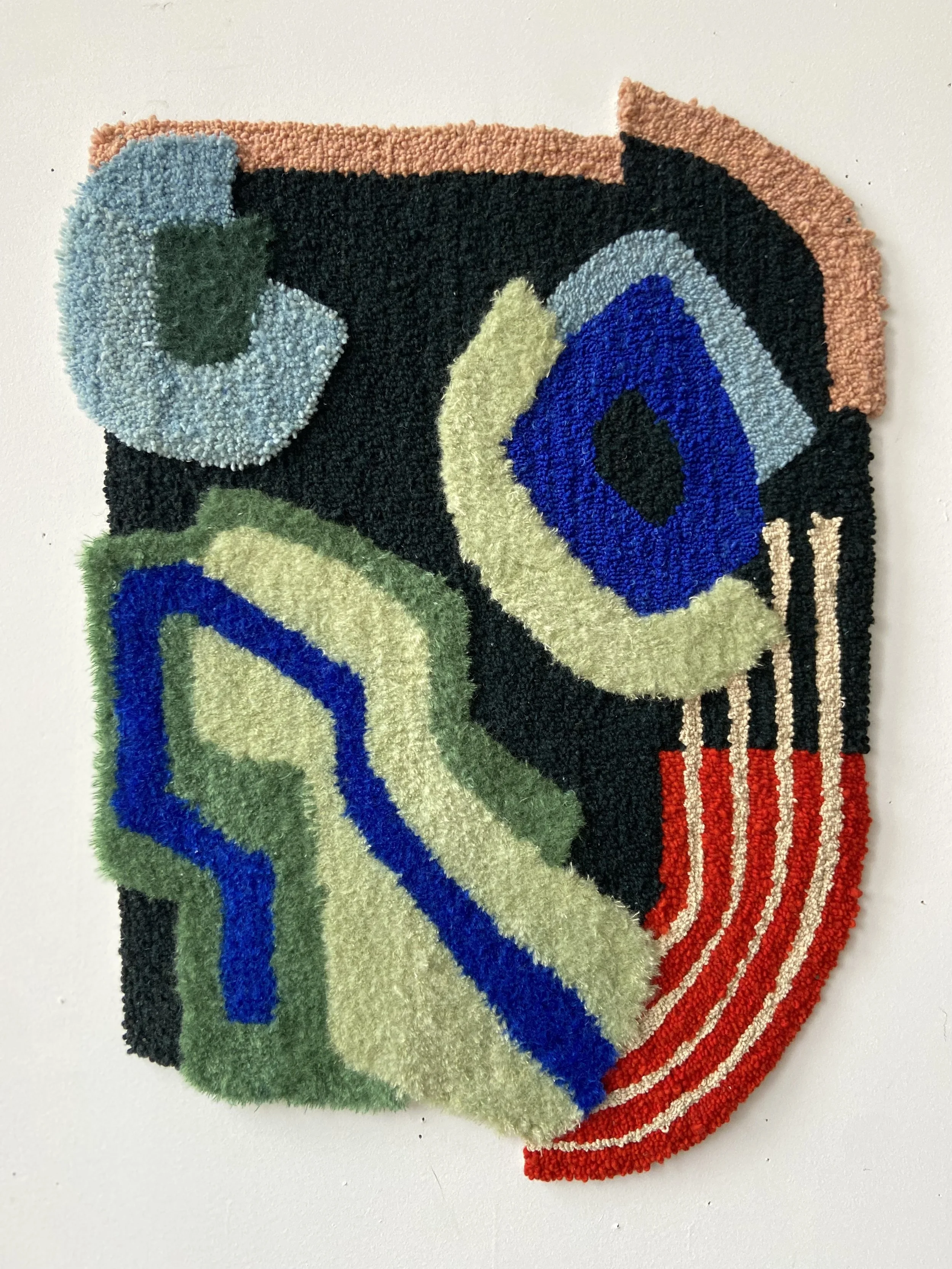 Swimming at Night
22.5 x 30 in
Wool, cotton, mohair, misc. collected fiber
2023