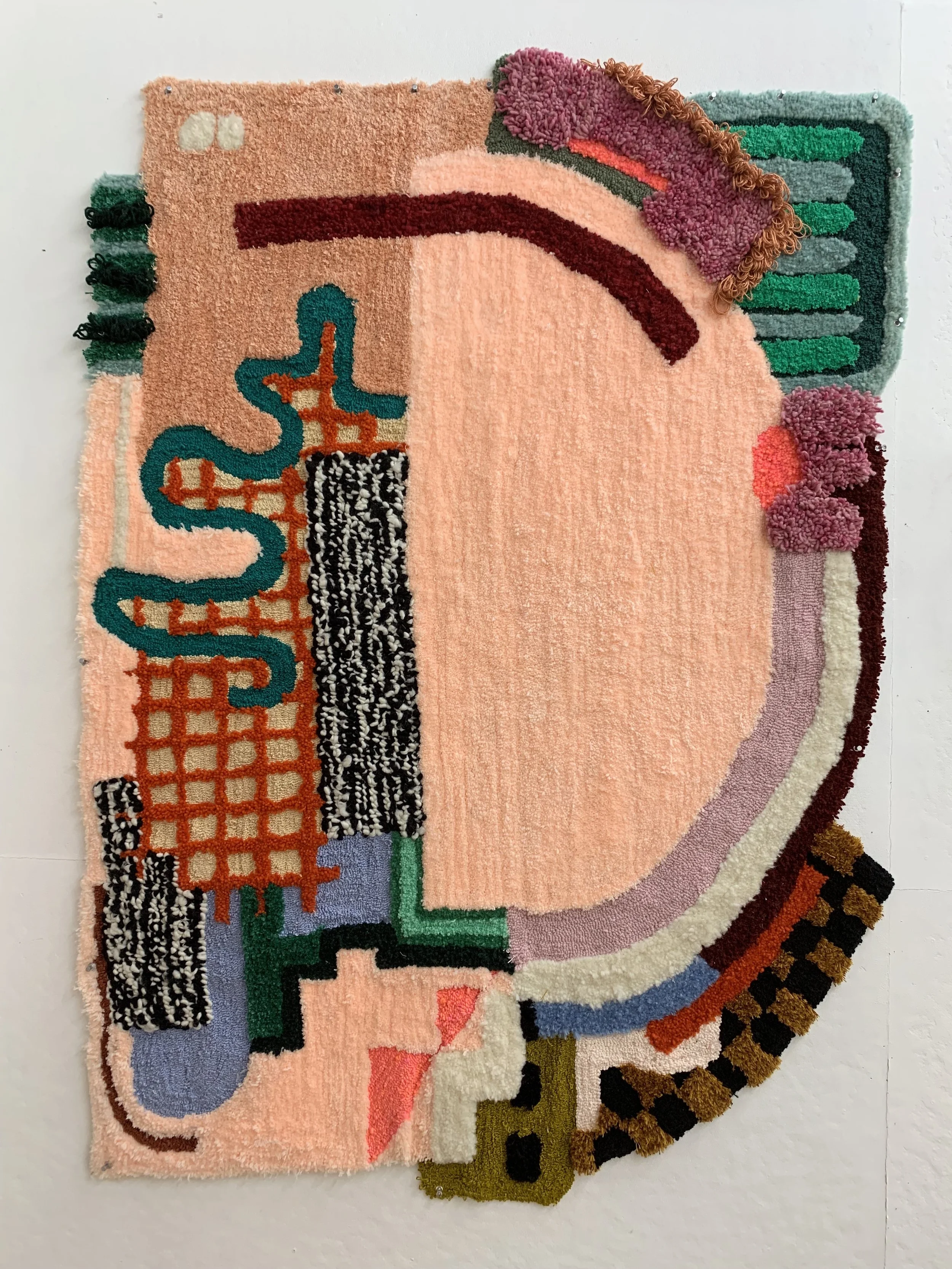 Tufted No. 2
4 x 5 ft
Wool, cotton, mohair, misc. collected fiber
2019