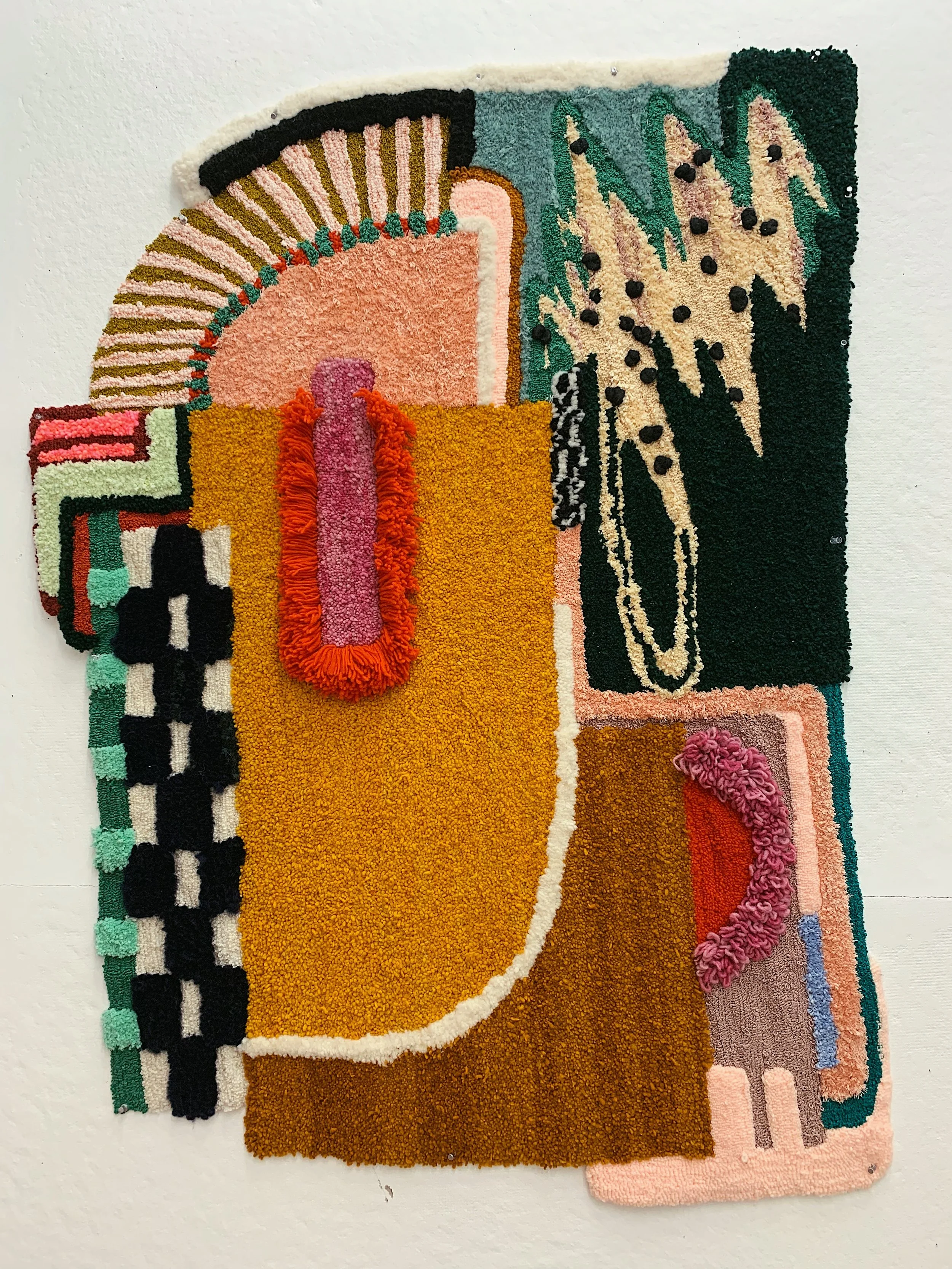 Tufted No. 1
4 x 5 ft
Wool, cotton, mohair, misc. collected fiber
2019

