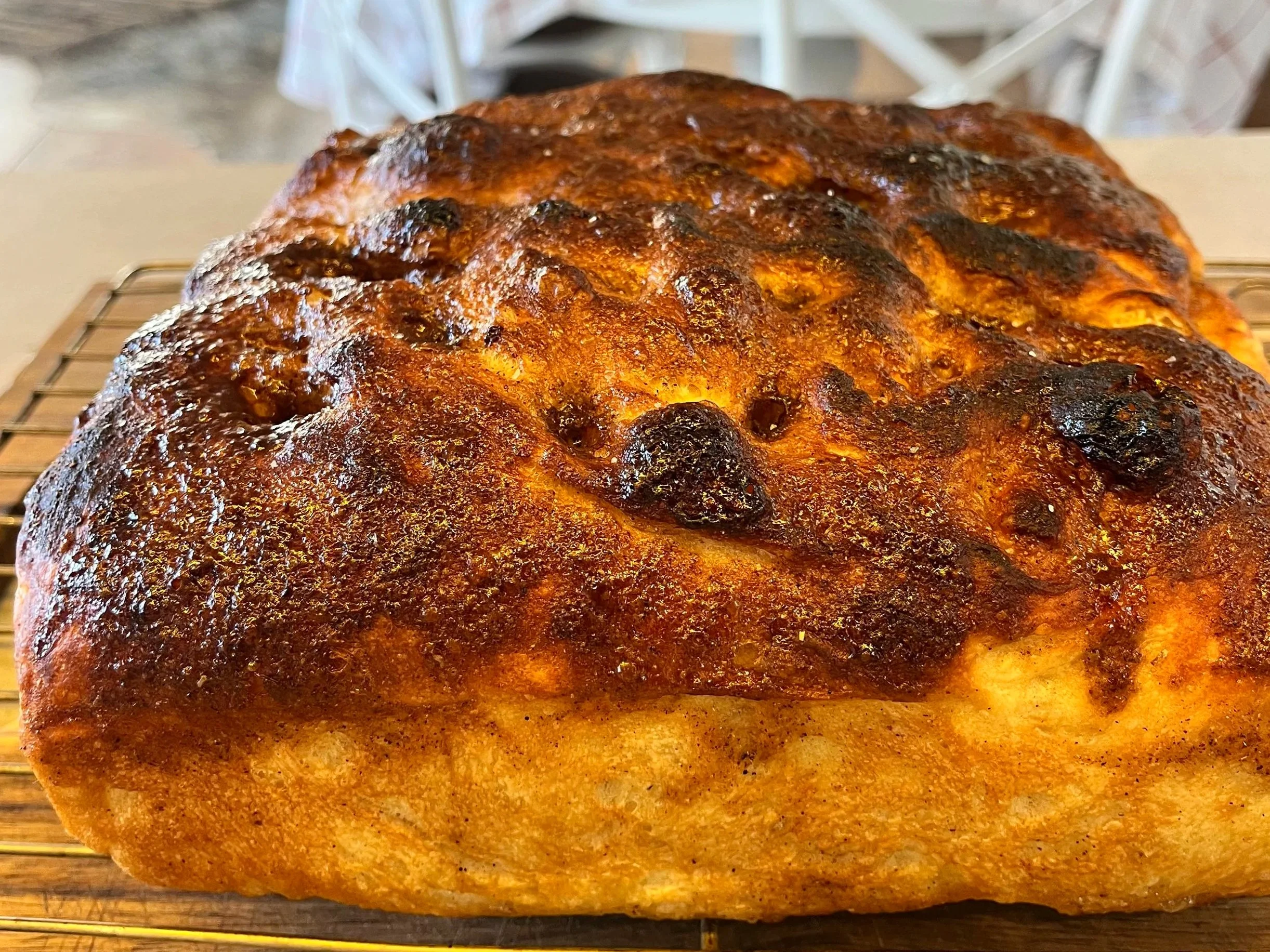Sticky Cinnamon, Cardamom &amp; Brown Sugar Focaccia