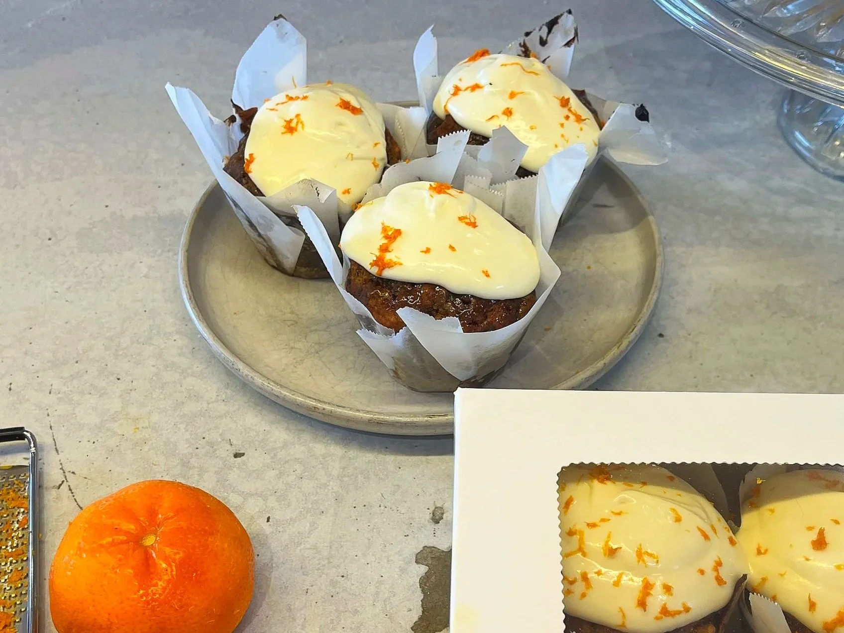 Sticky Date Muffins with Mandarin Butterscotch &amp; White Chocolate Sour-Cream Frosting