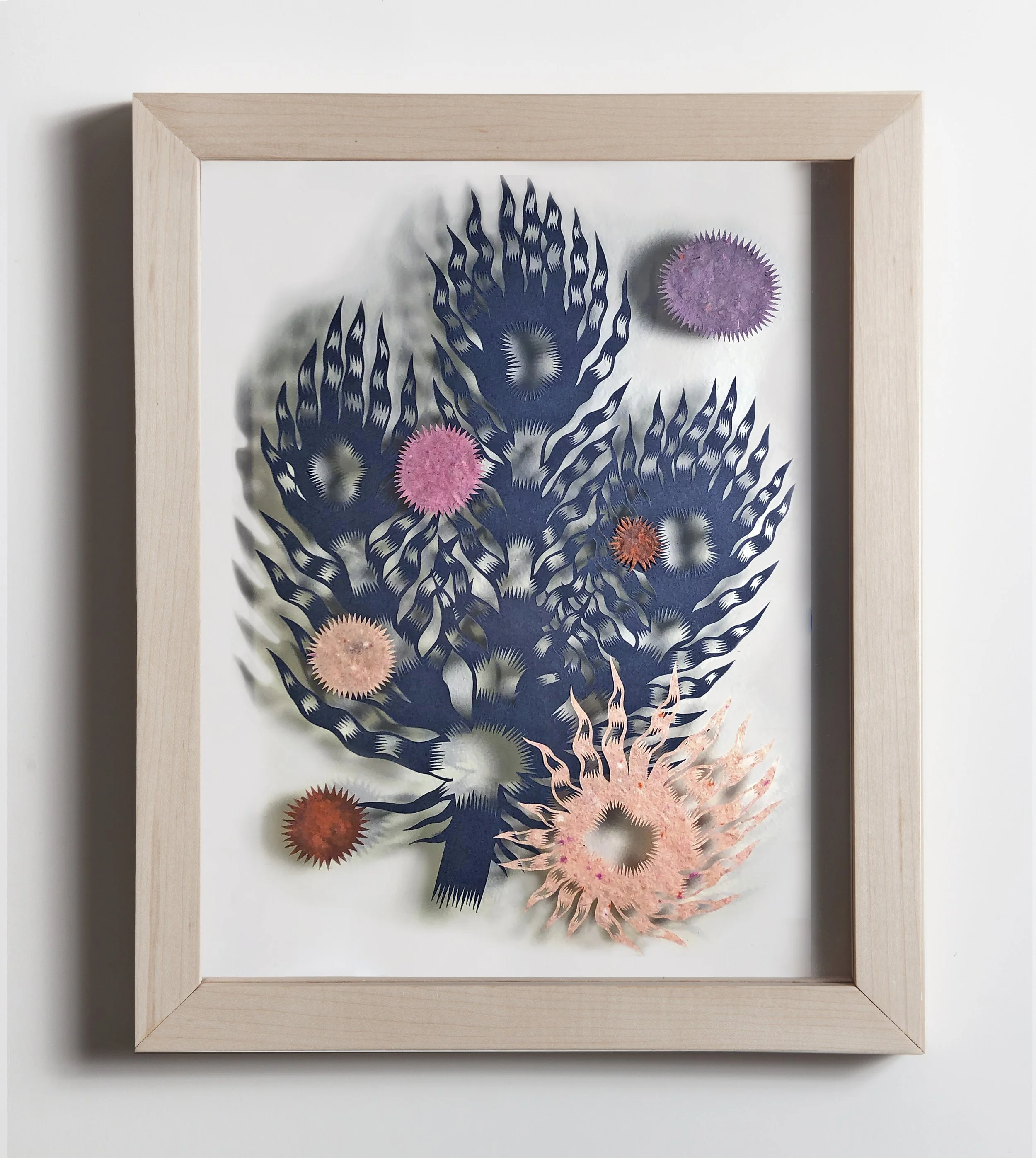 House Flower,
Paper in glass,
11"x14"