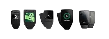 Group of digital security devices and sensors, including keypads and alarm system components.