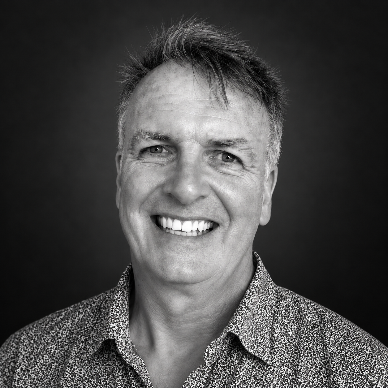 Black and white portrait of a David Filshie.