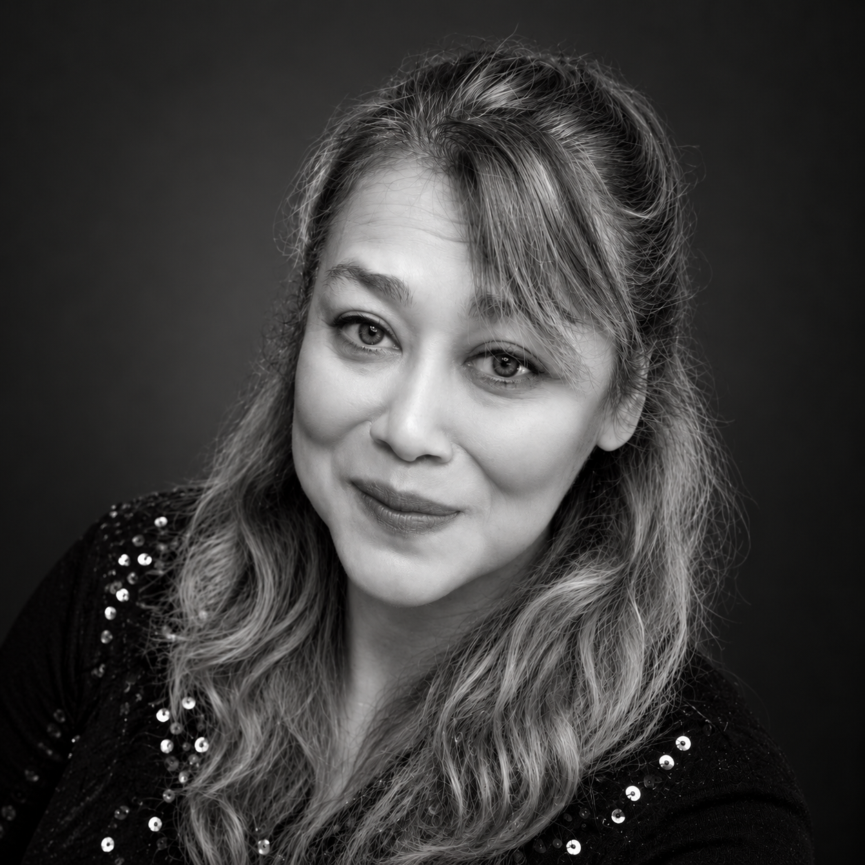 A black-and-white portrait of Nazimah Abdullah