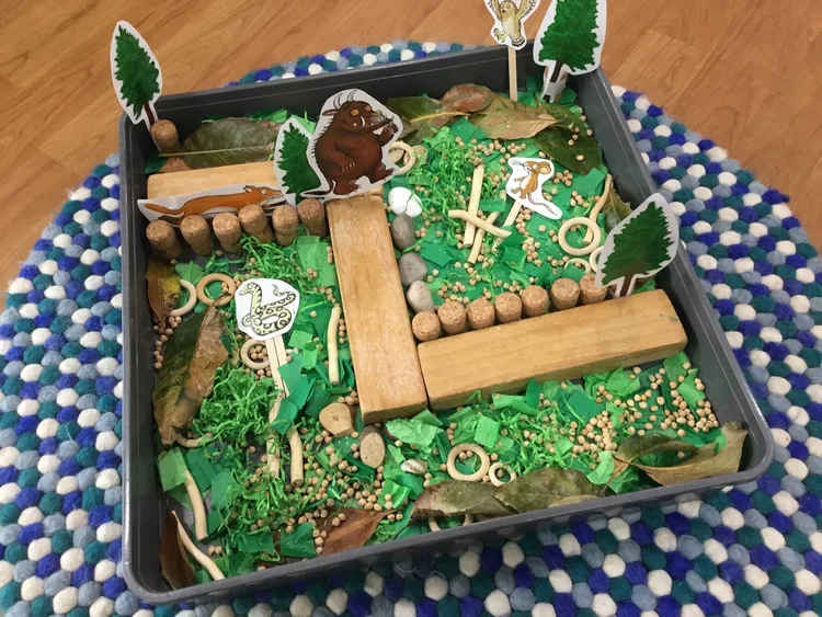 Three Billy Goats Gruff small-world play setup