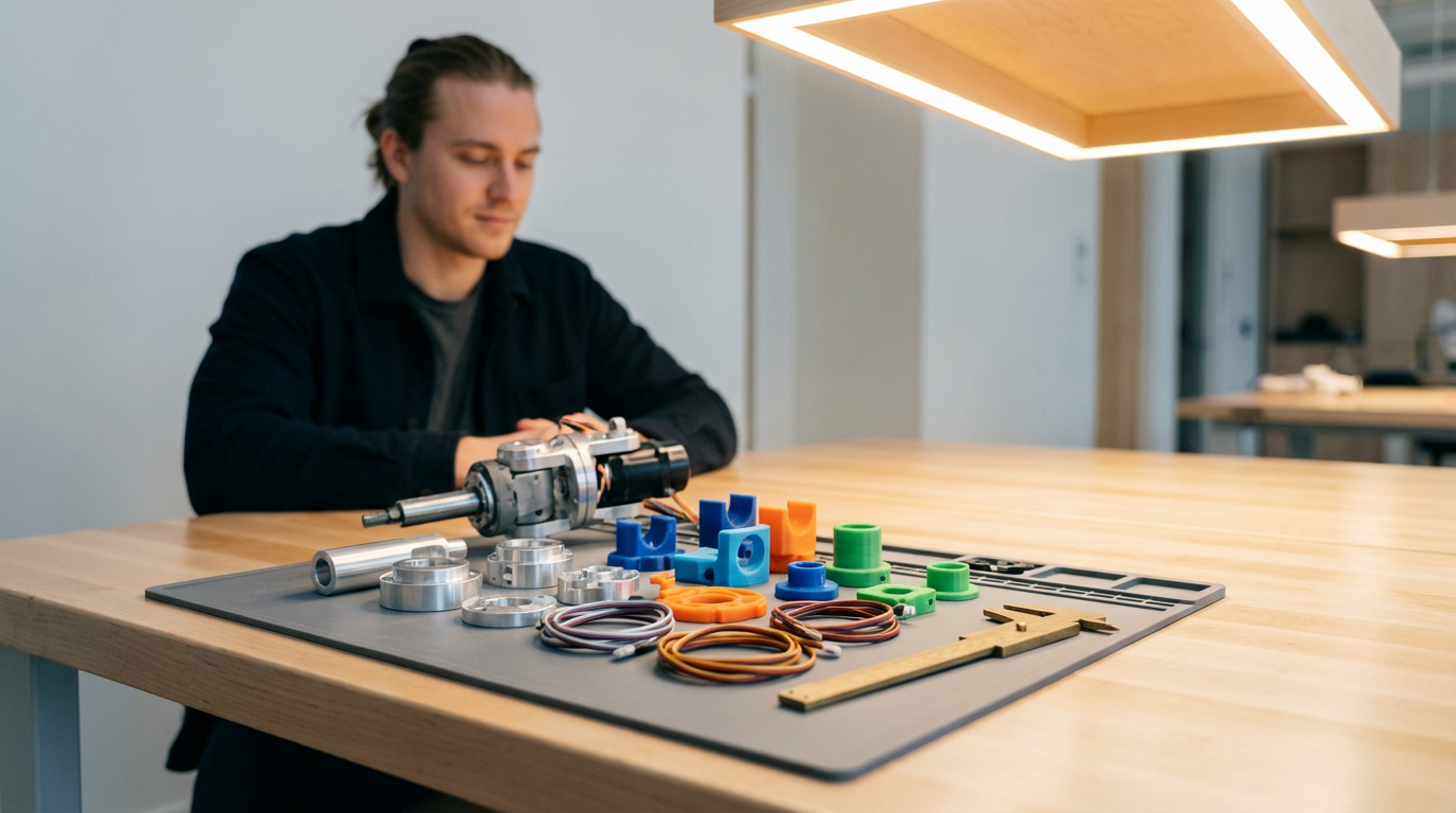 Prototype device on a lab bench