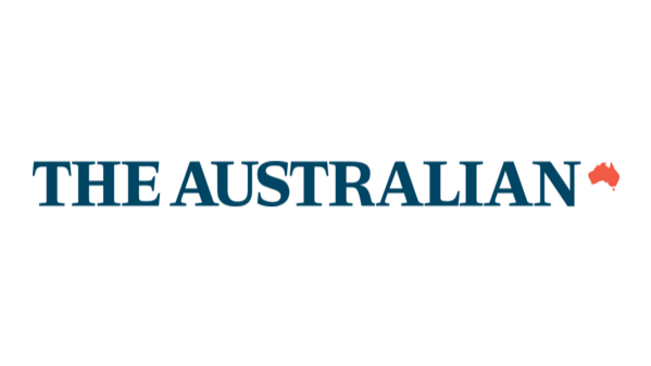 Logo of 'The Australian' with blue text and a red map of Australia.