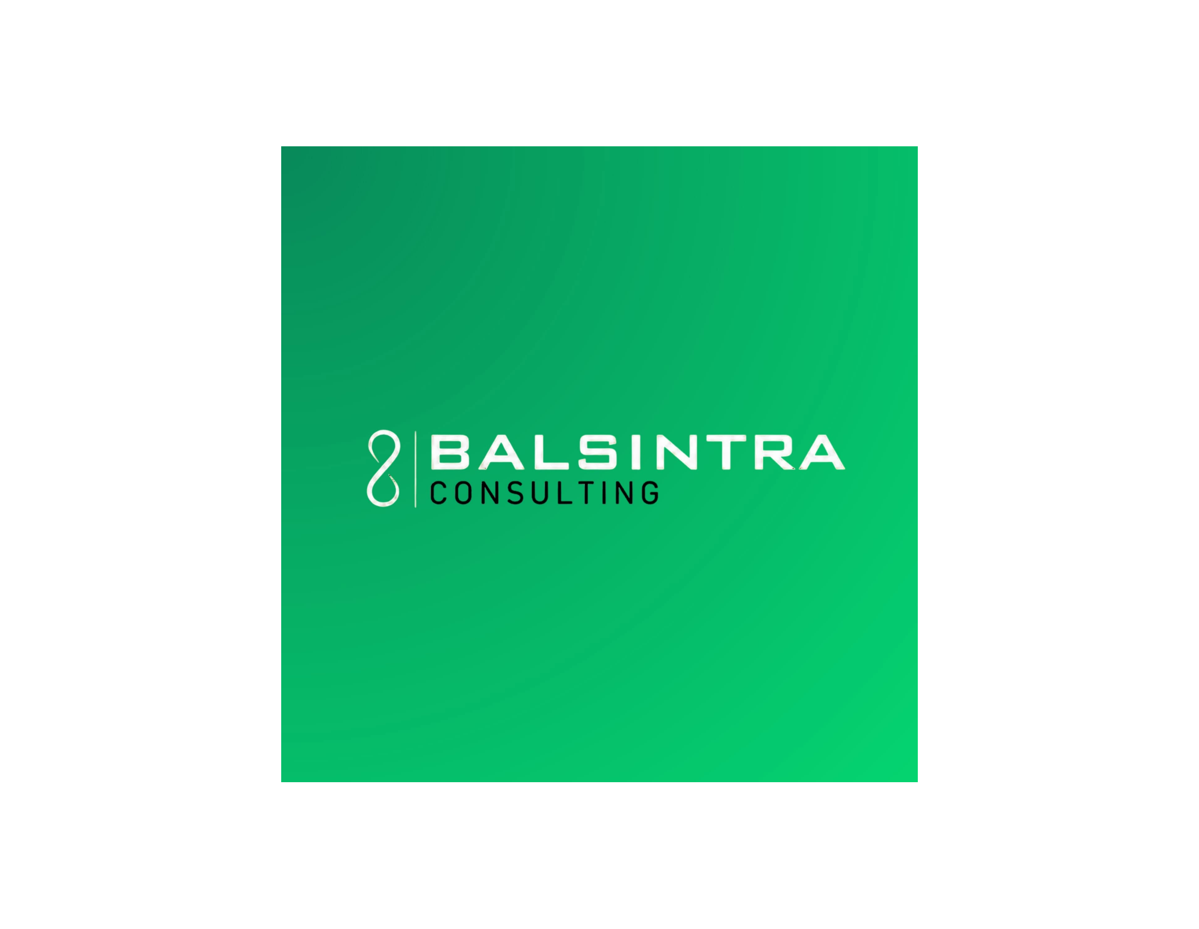 Grünes Logo mit weißen Schriftzug 'Bal Sintra Consulting' und einem stilisierten weißen Symbol, das an ein Schwein oder eine Art von Kreatur erinnert.