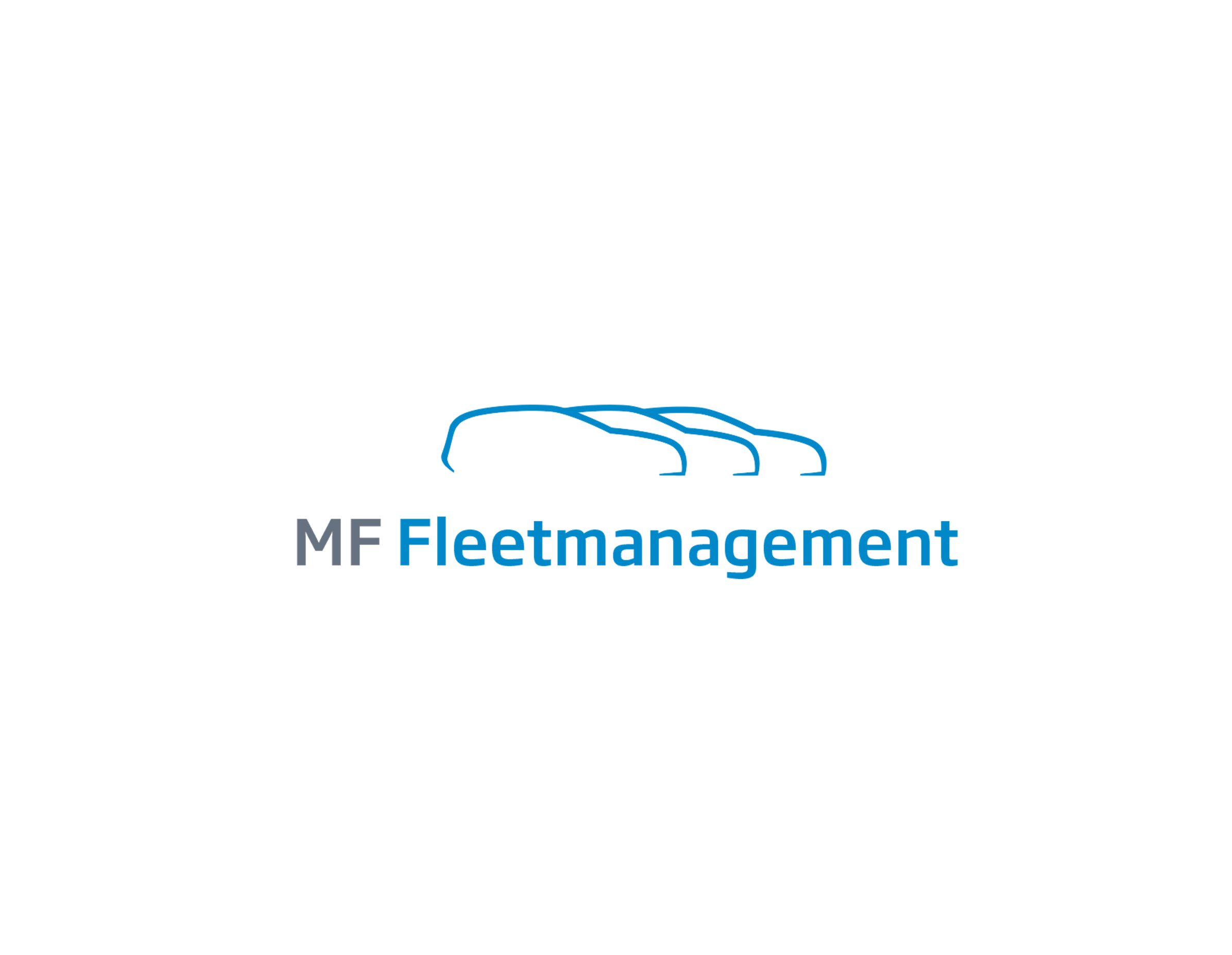 Das Bild zeigt ein Logo mit einer stilisierten Illustration eines blauen Hundes und dem Text 'MF Fleetmanagement' darunter.