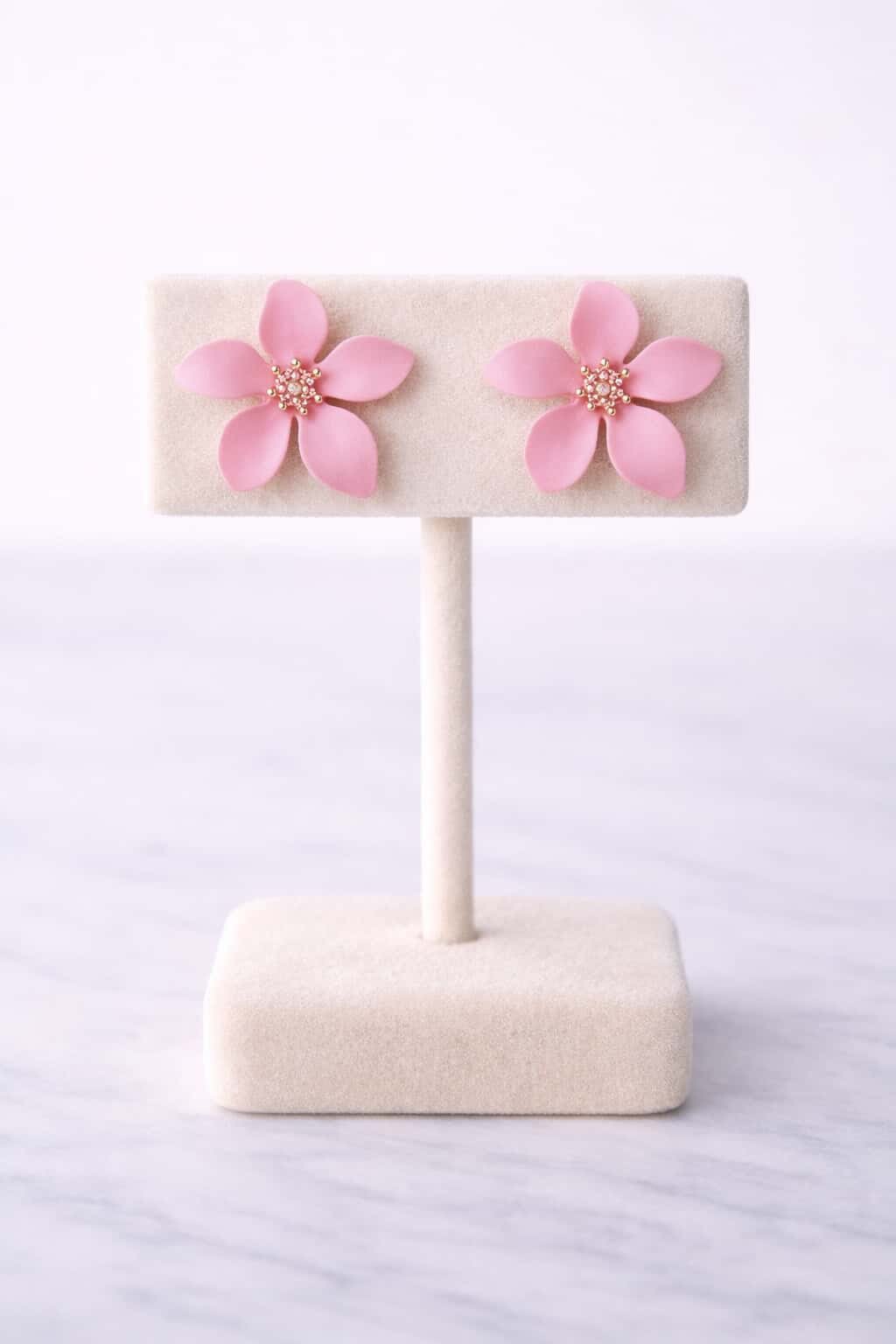 boucles d oreilles fleurs rose
