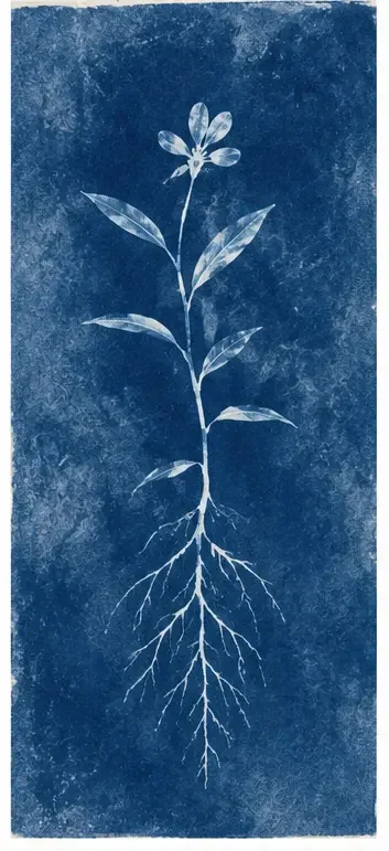 Ilustración de una planta con raíces, tallo, hojas y una flor