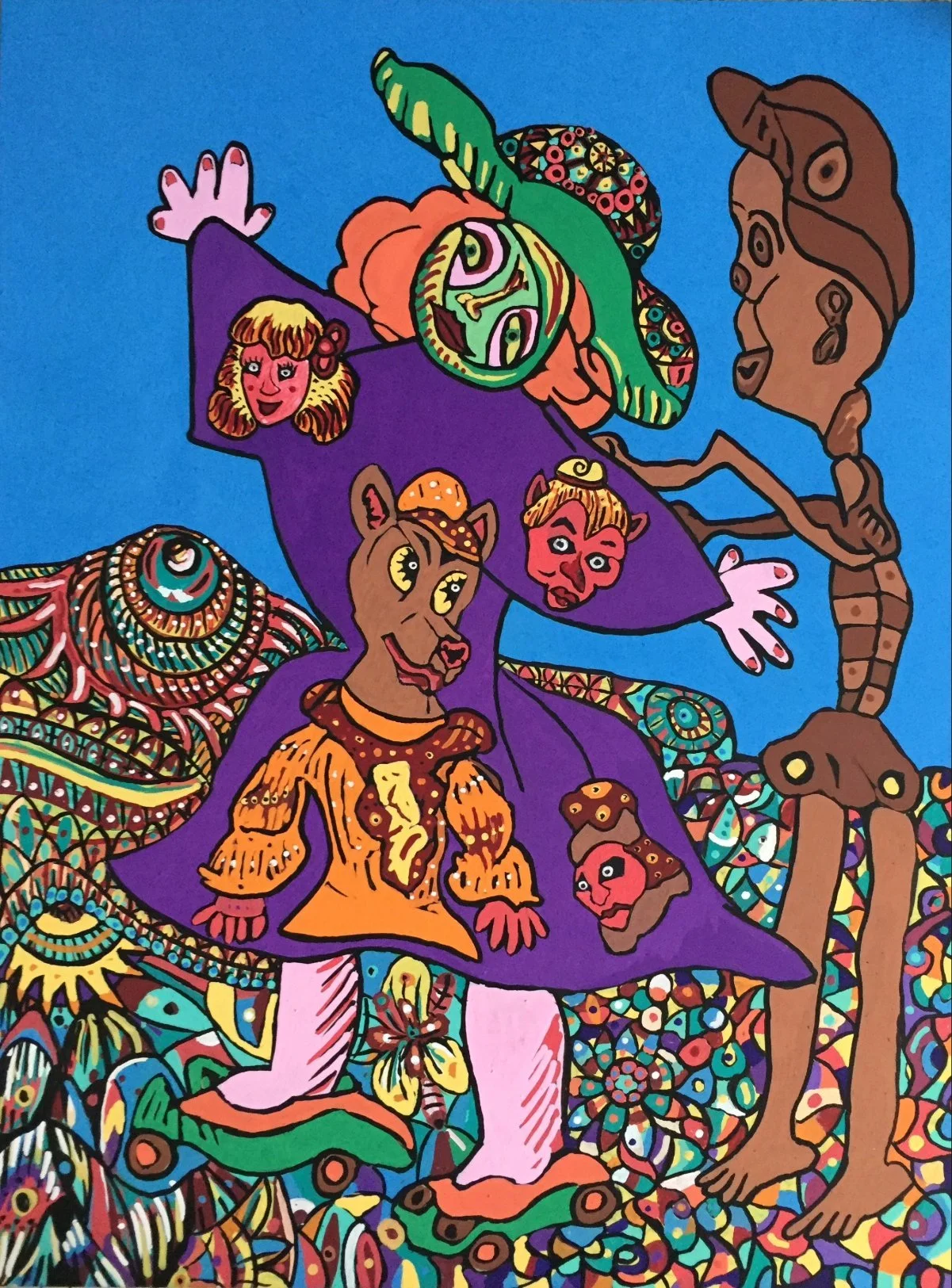 Peinture sur verre colorée intitulée Le Rêve