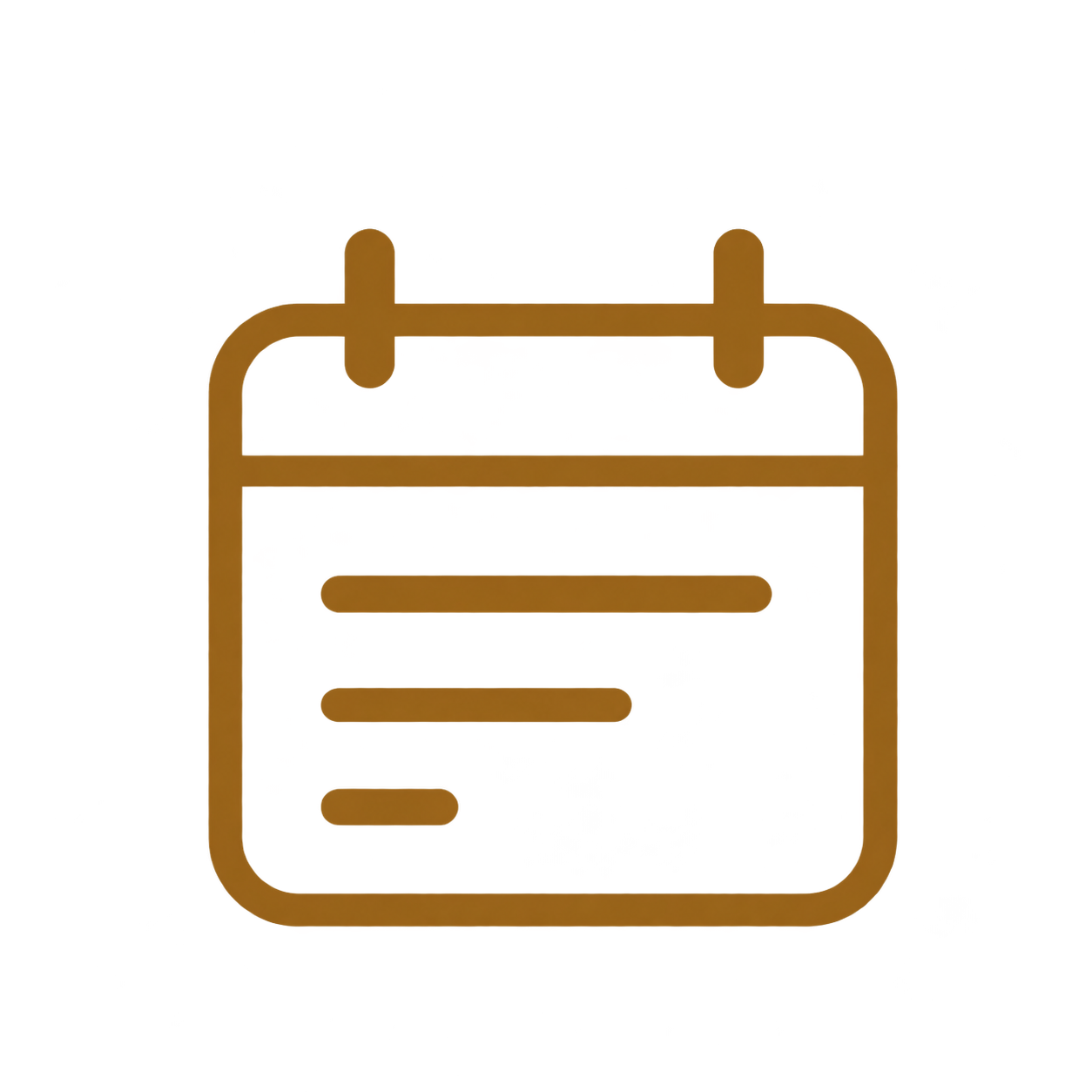 Gold calendar icon with horizontal date lines on a black background