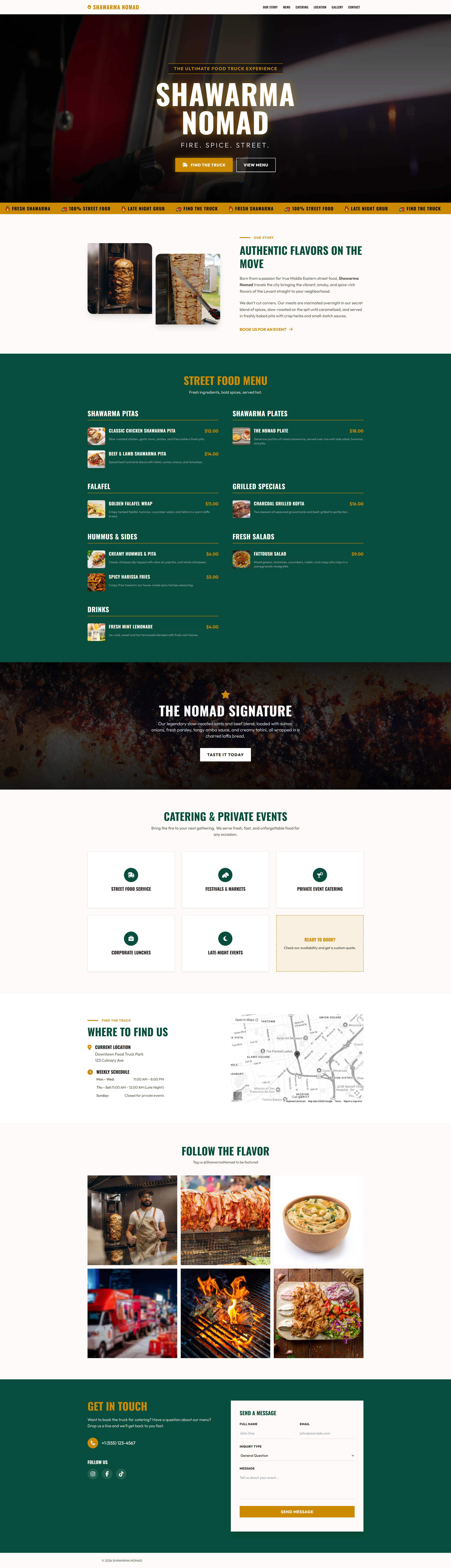 Shawarma Nomad food and hospitality website design project.