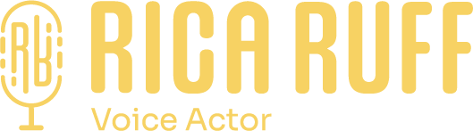 Logo with the text 'Rica Ruff Voice Actor' and a microphone icon.