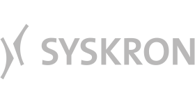 Das Bild zeigt das Logo von SYSKRON auf schwarzem Hintergrund.
