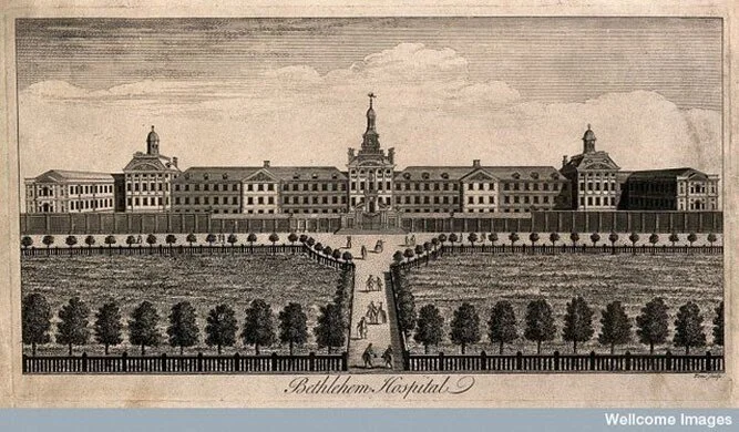 A drawing of Bethlehem Hospital.