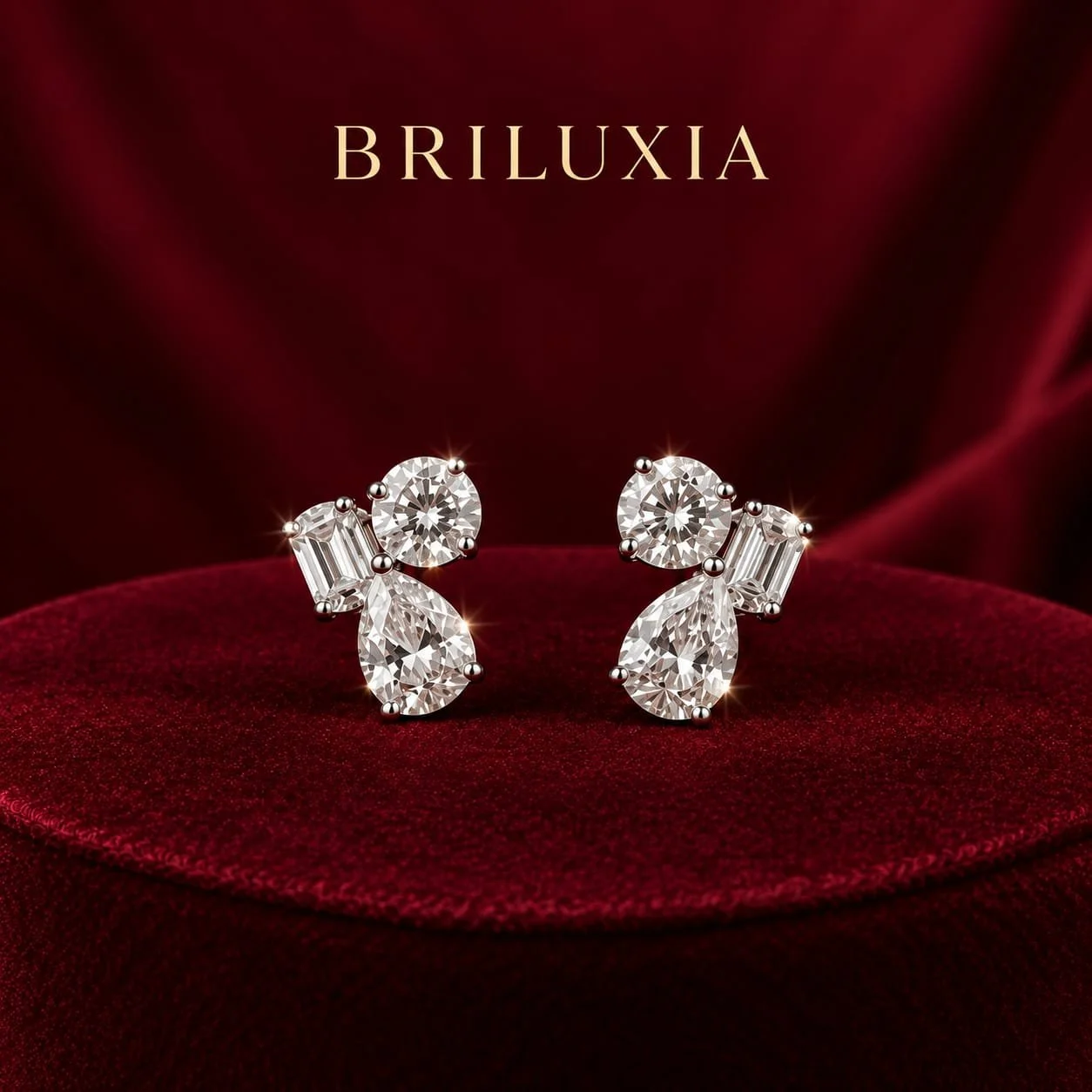 Briluxia Three-Stone Stud Earrings