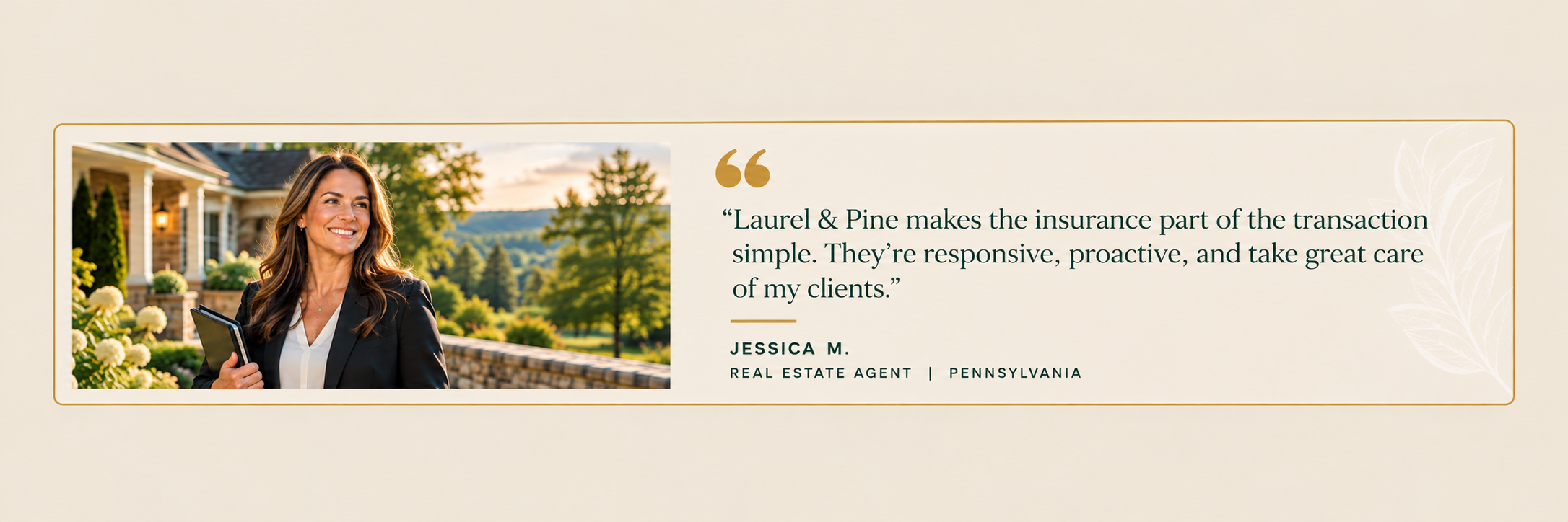 Insurance Red Flags Realtors Should Know guide from Laurel & Pine Group, featuring a Pennsylvania stone bridge landscape.