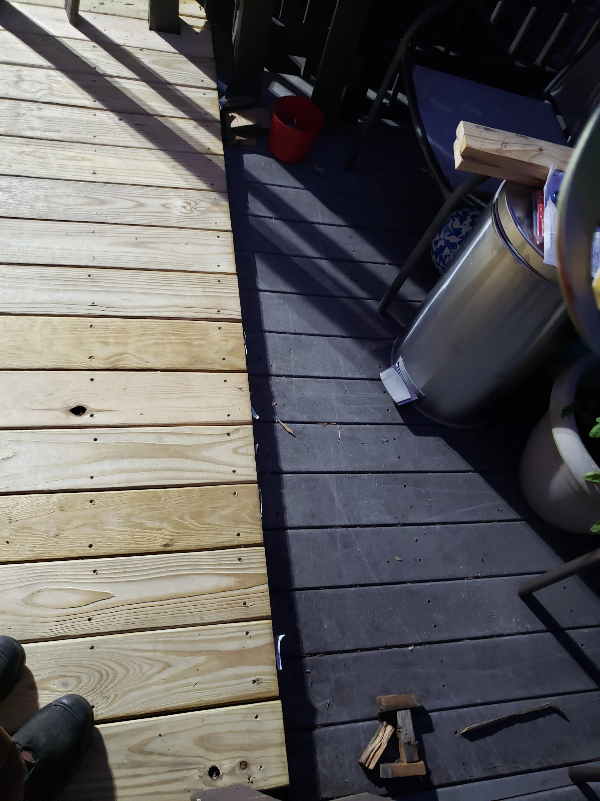 New boards next to older trex.